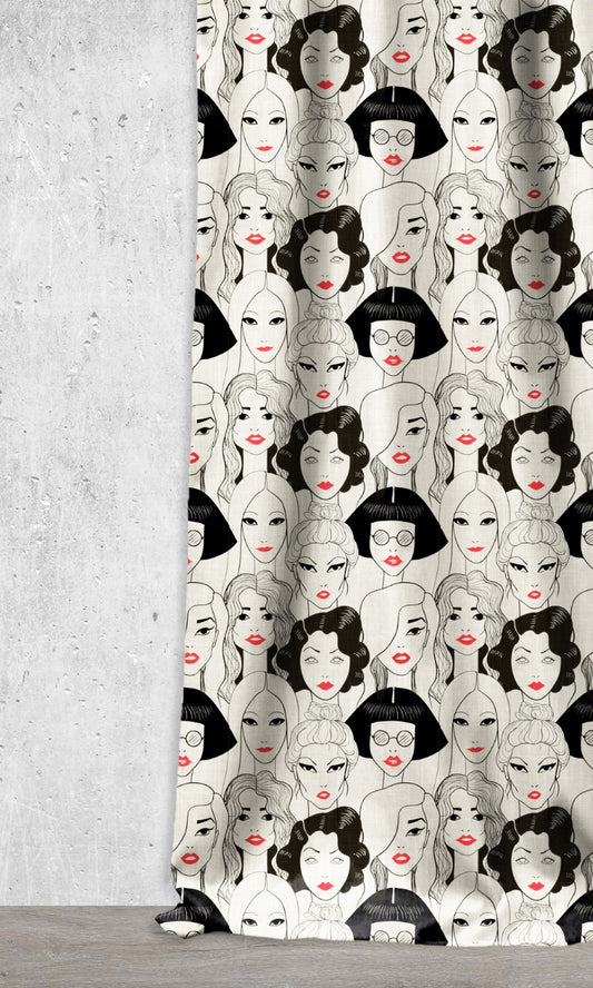 Pop Art Theme Drapes (Black/ White/ Red)
