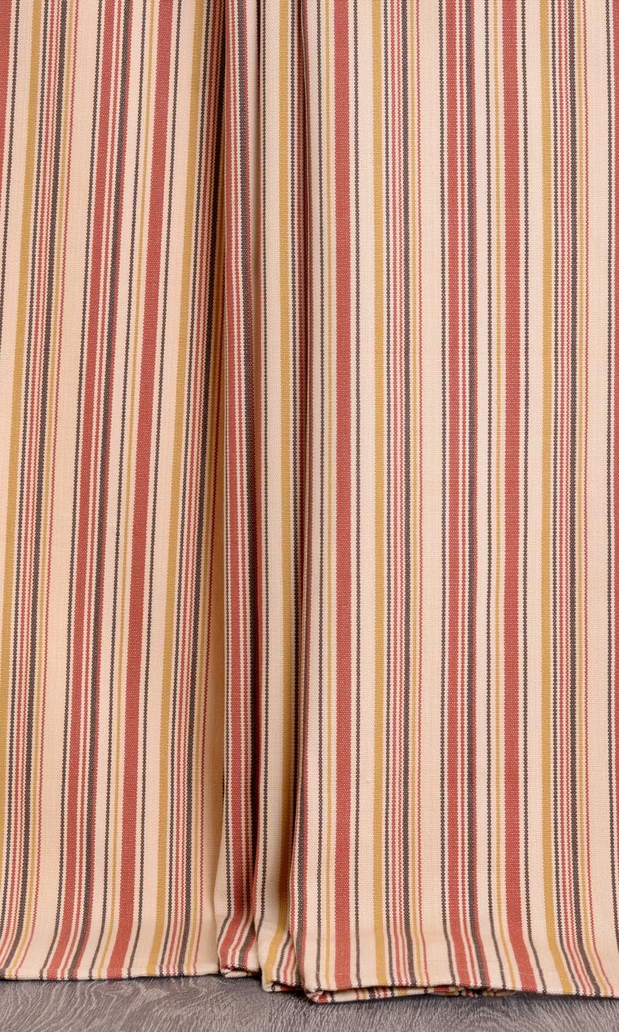 Striped Cotton Home Textile Fabric Material By the Yard (Beige/ Coral Red)