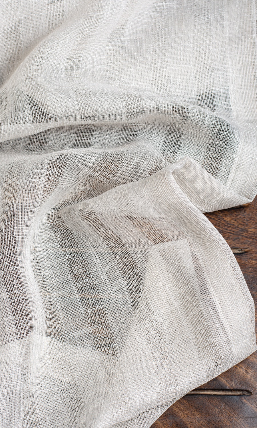 Striped Sheer Window Treatments Fabric By the Yard (White/ Cream)