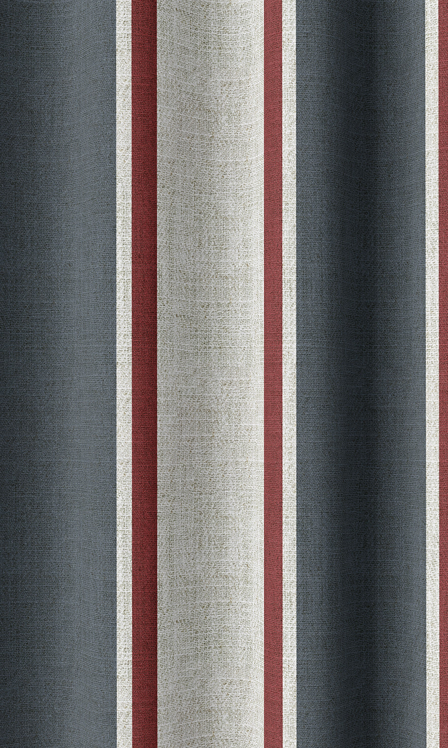 Striped Home Décor Fabric By the Yard (Slate Grey/ Red)