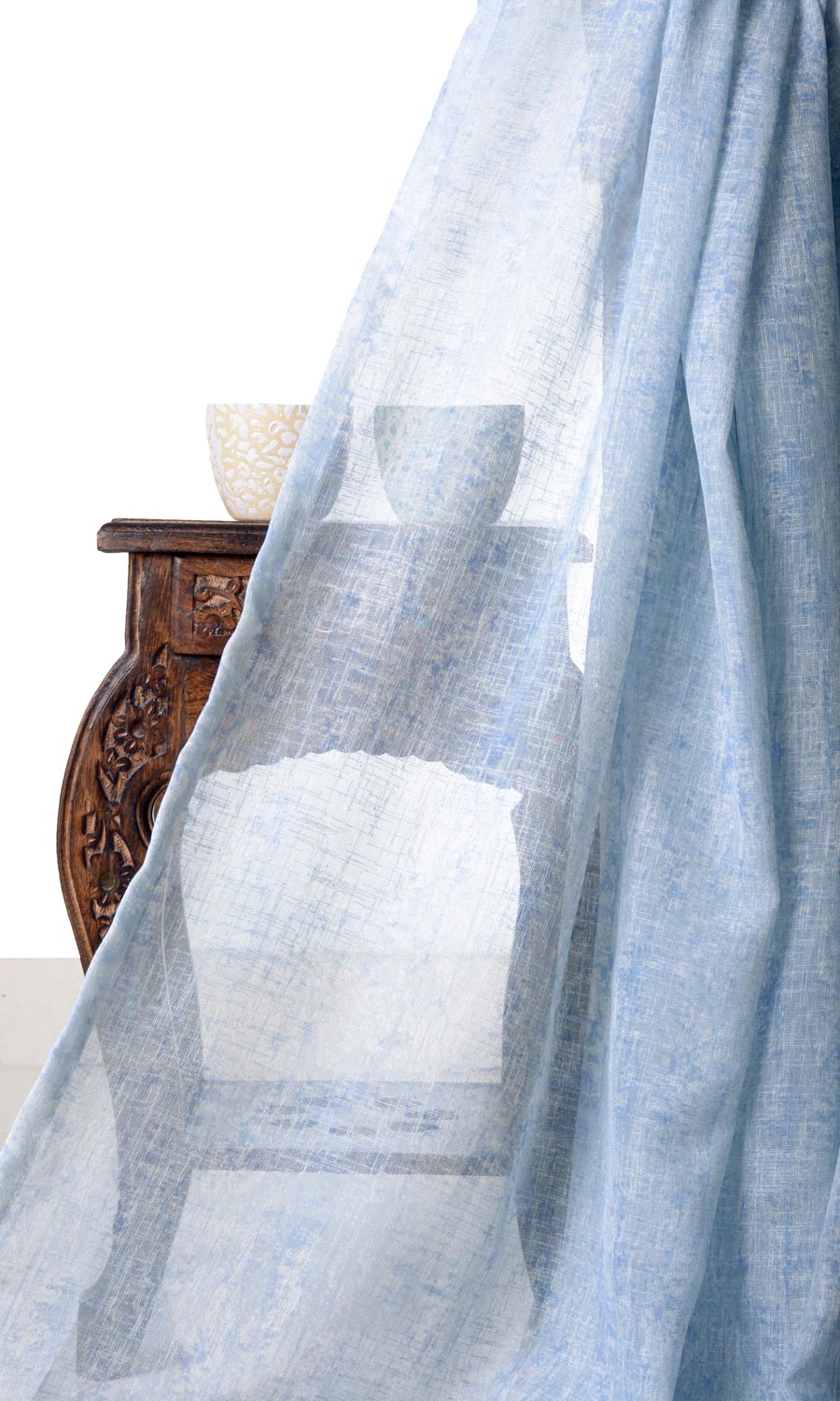 Sheer Window Treatments Fabric By the Yard (Blue)