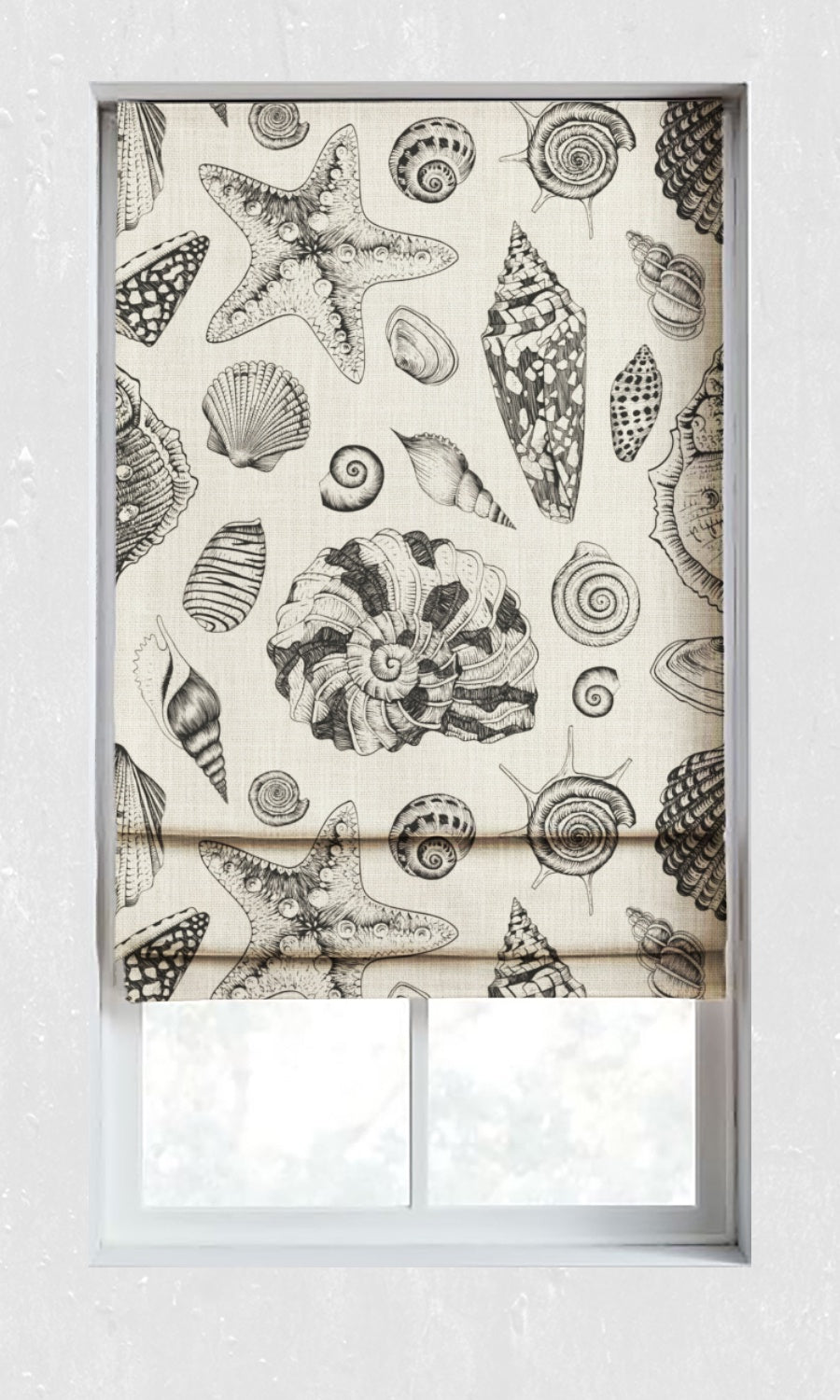 Coastal Theme Window Treatments Fabric Sample (Black/ Milky White)