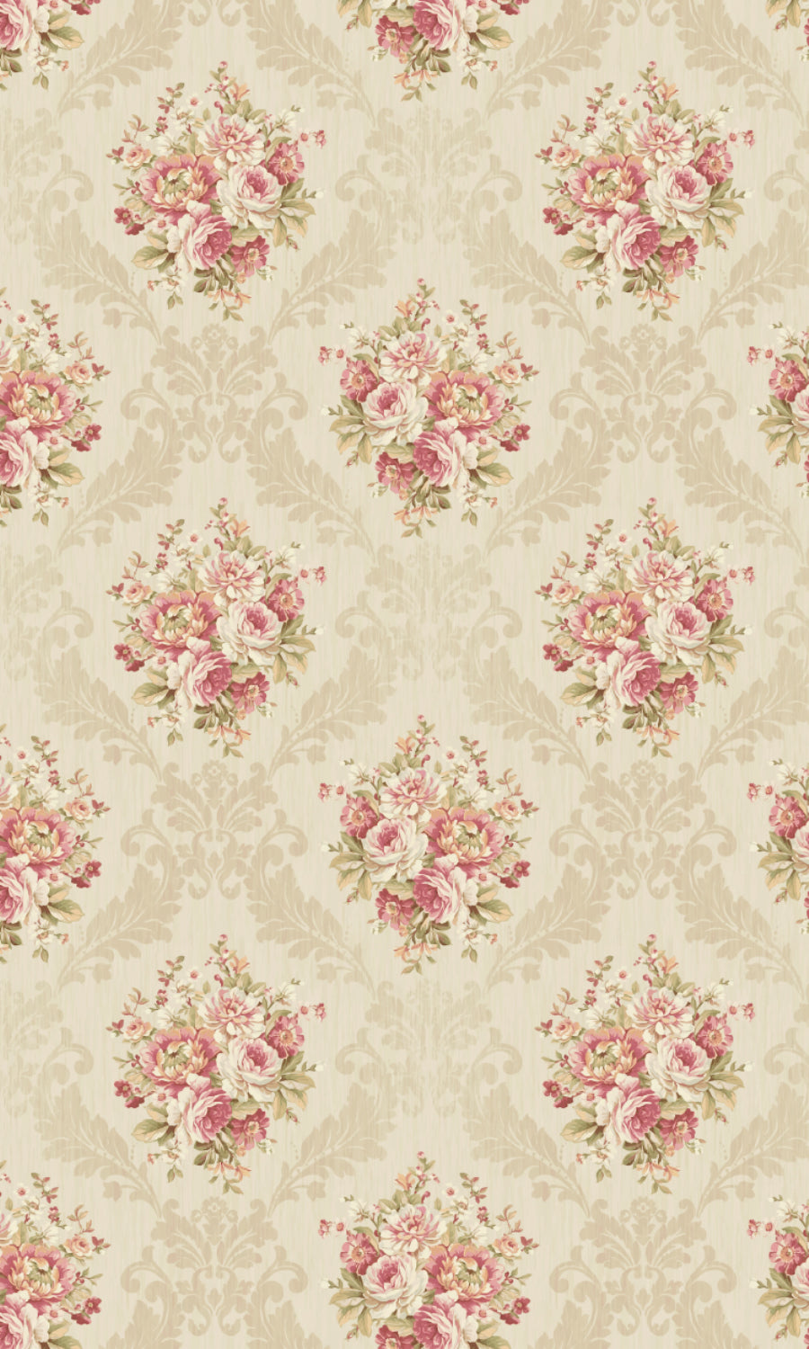 Dimout Floral Home Textile Fabric Material By the Yard (Pink/ Creamy-Beige)