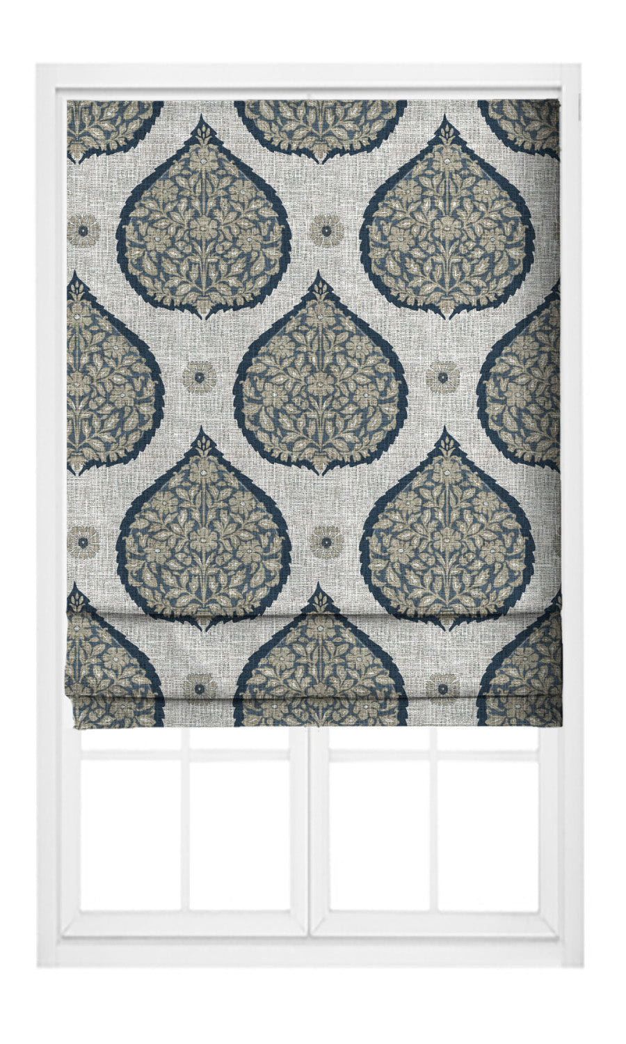 Paisley Home Textile Fabric Material Sample (Navy Blue/ Beige)
