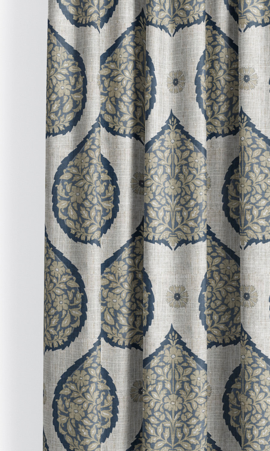 Paisley Window Treatments Fabric By the Yard (Navy Blue/ Beige)