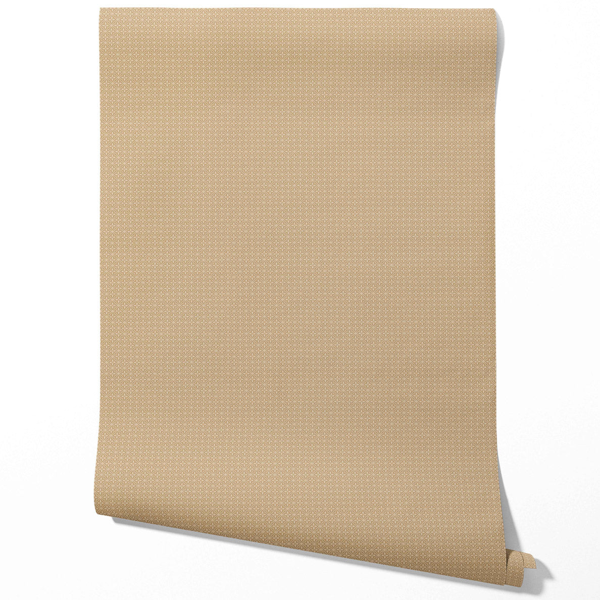Neutral Small Floral Lattice/ Geometric Micro-Print Bathroom Wallpaper (Wheat Beige/ Tan Brown)