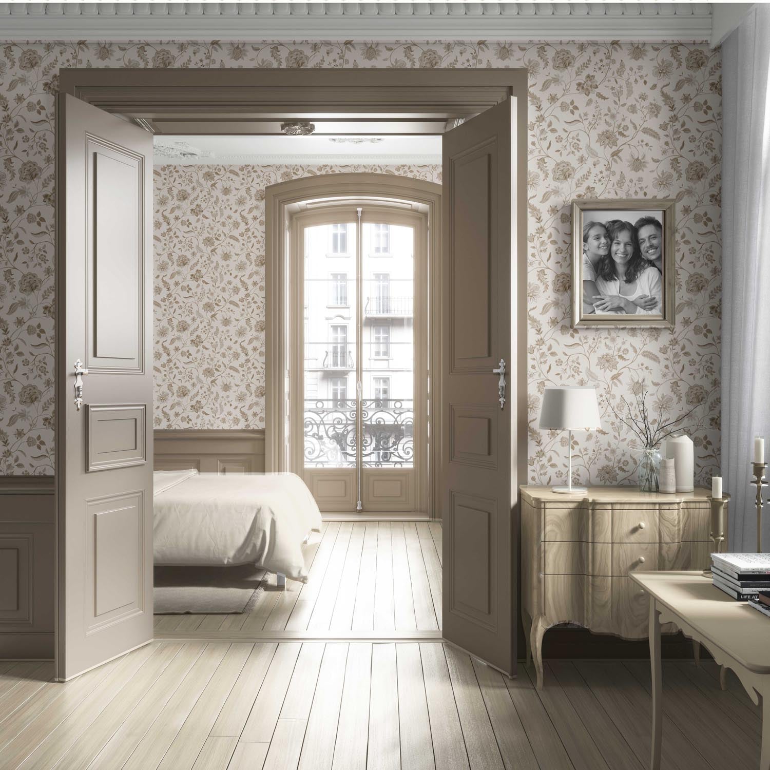 Neutral Floral/ Botanical Patterned Living Room Wallpaper (Beige/ Brown/ Soft Taupe)