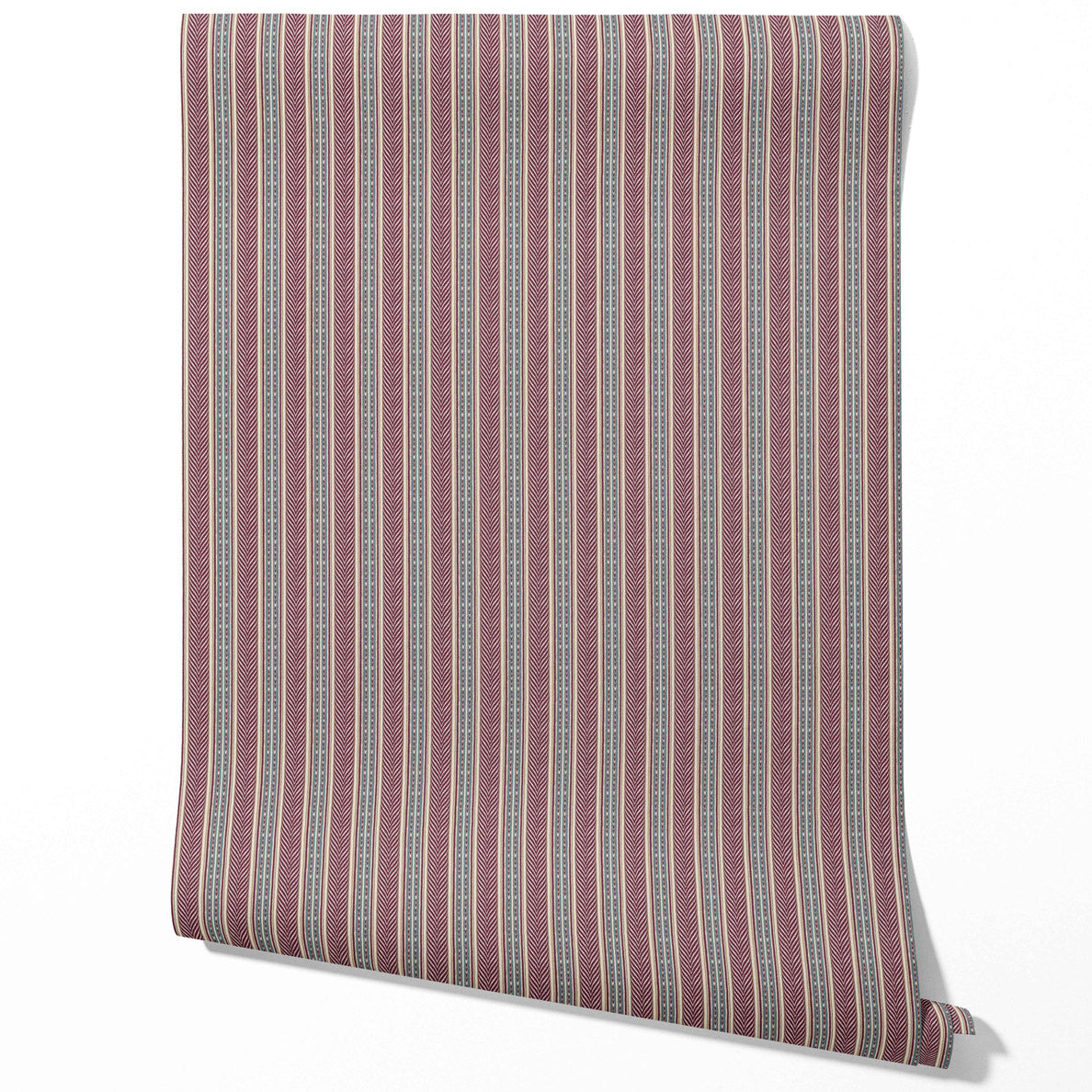 Geometric Striped Traditional Wallpaper (Mauve/ Pink/ Sage Gray)