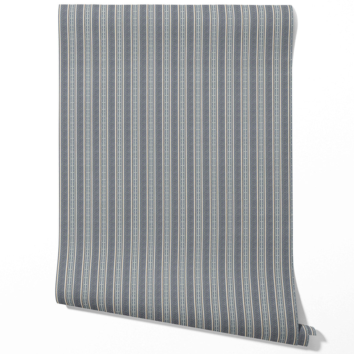 Geometric Striped Traditional Wallpaper (Navy Blue/ Steel Gray)