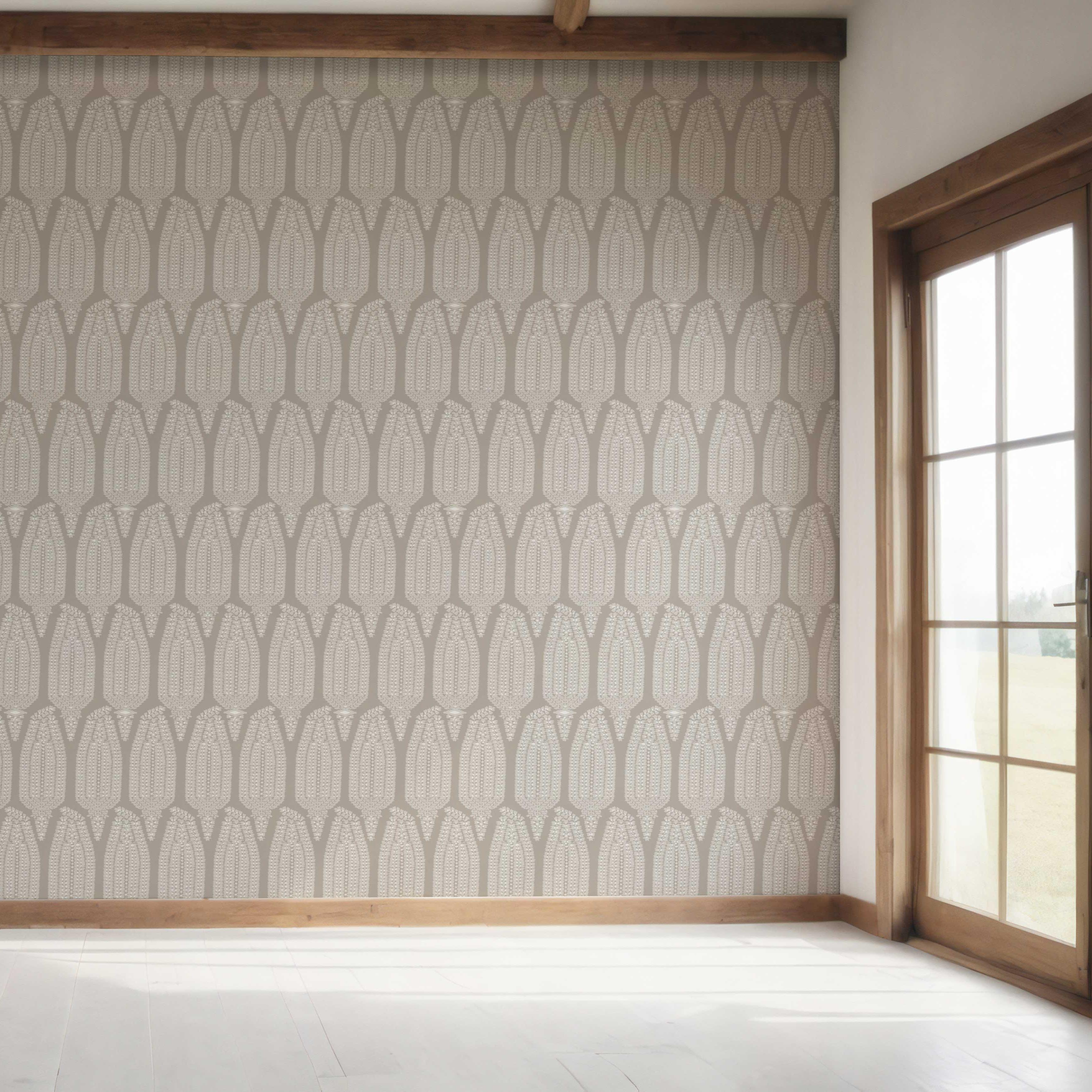 Neutral Paisley Floral Bedroom Wallpaper (Taupe Gray/ Greige)