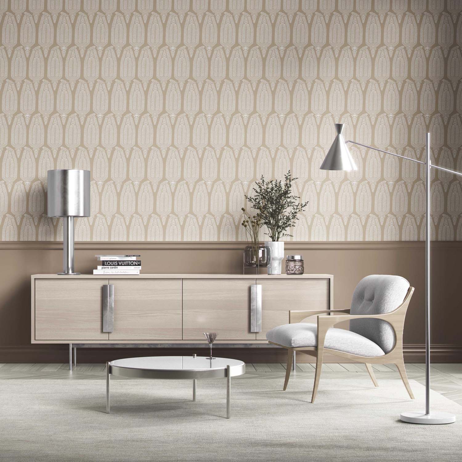 Neutral Paisley Floral Traditional Wallpaper (Light Brown/ Beige)