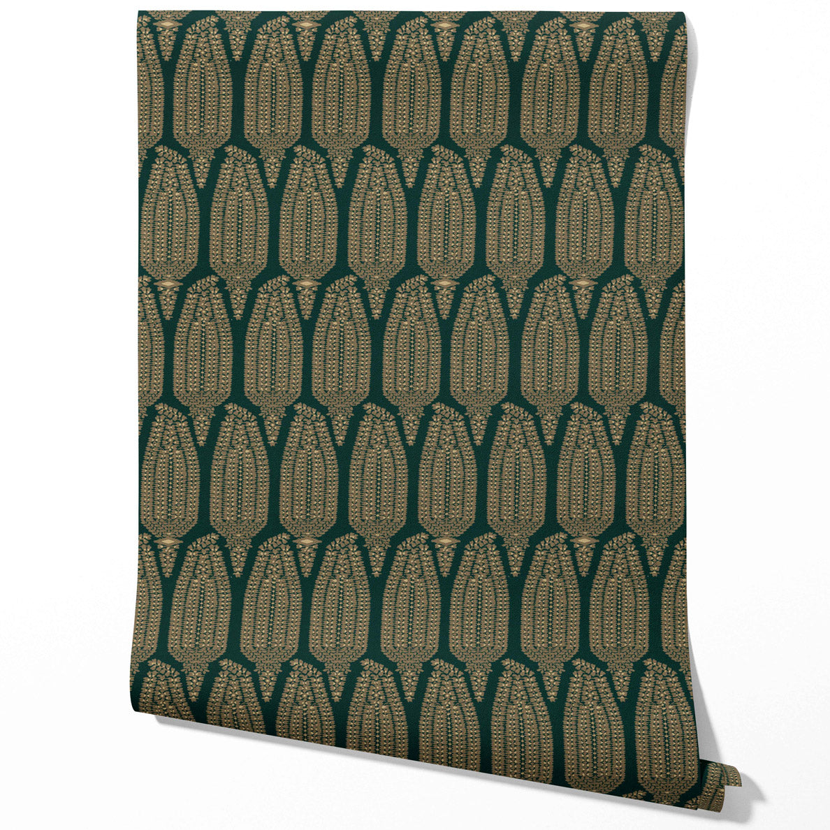 Paisley Floral Kitchen Wallpaper Sample (Emerald Green/ Gold)
