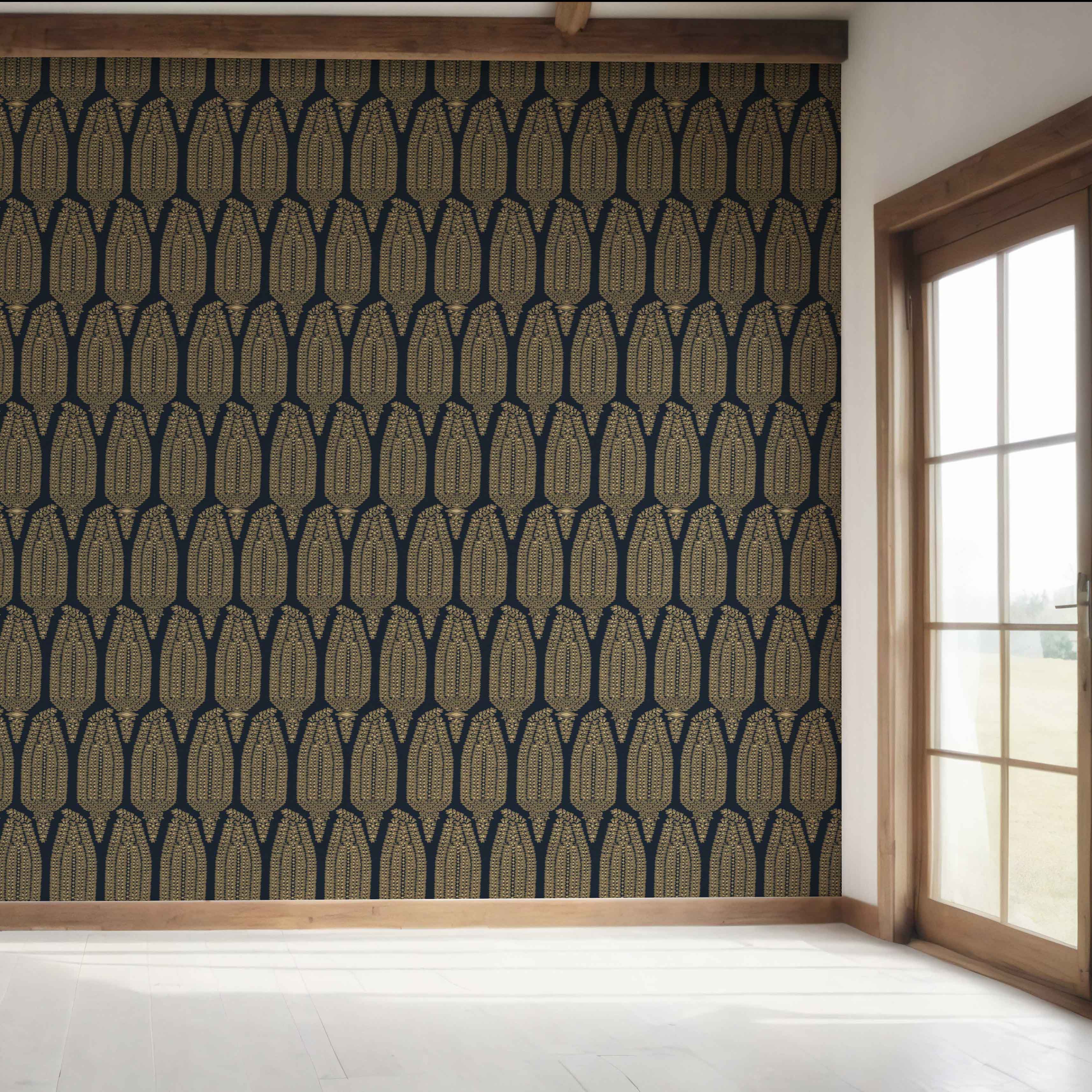 Paisley Floral Bedroom Wallpaper (Charcoal Black/ Brown Beige)