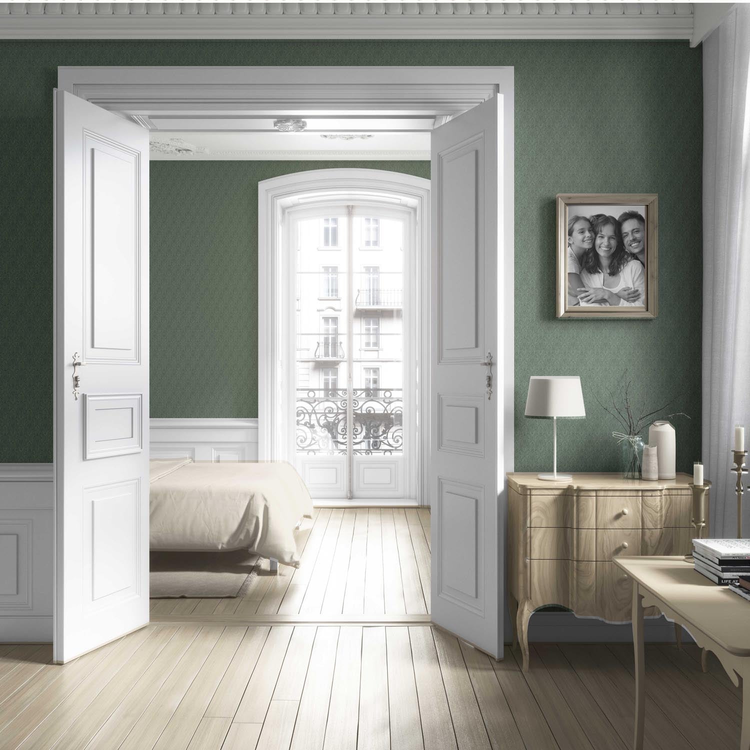 Self-Patterned Damask Floral Living Room Wallpaper Sample (Hunter Green)
