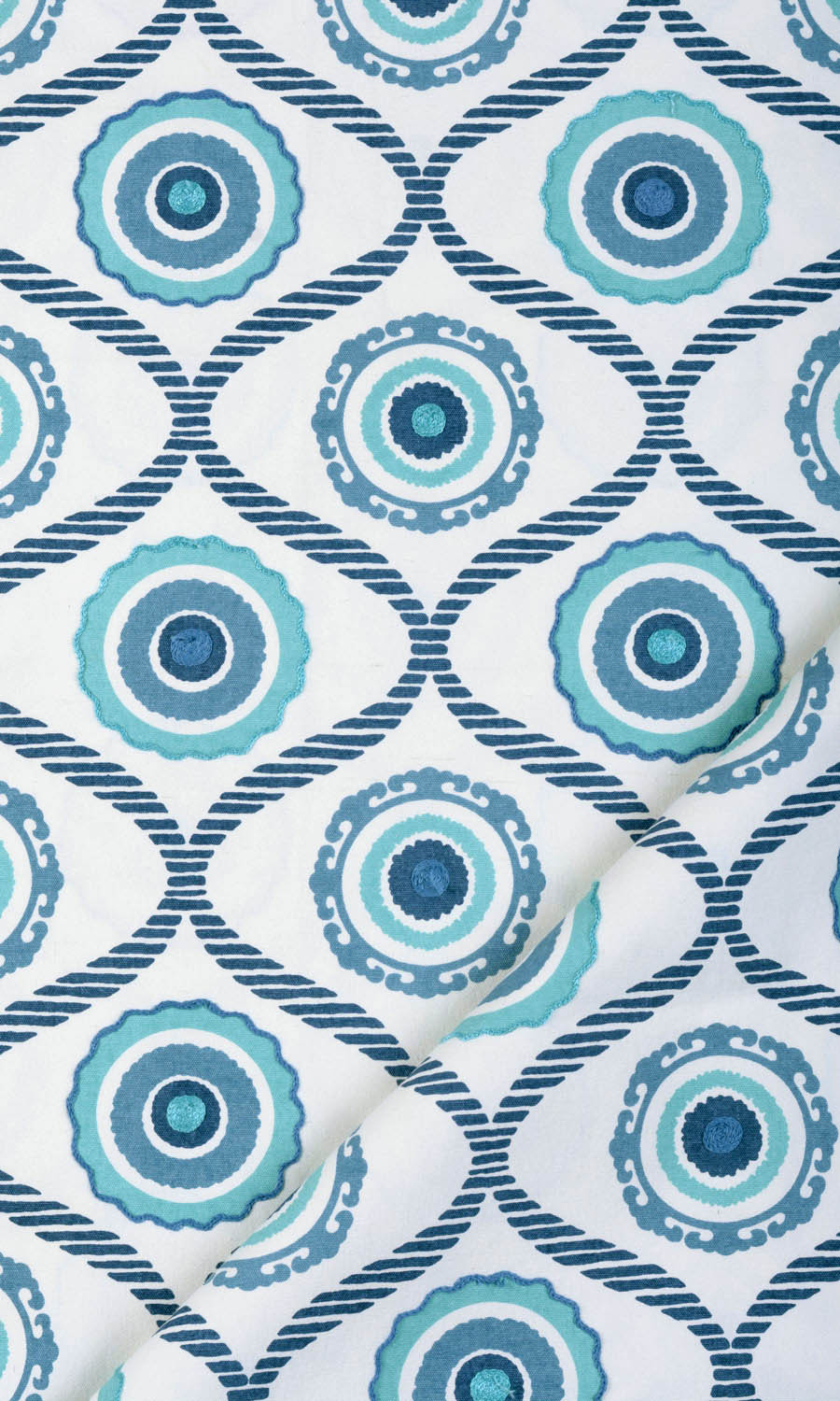 Printed Window Treatments Fabric By the Yard (Blue/ White)