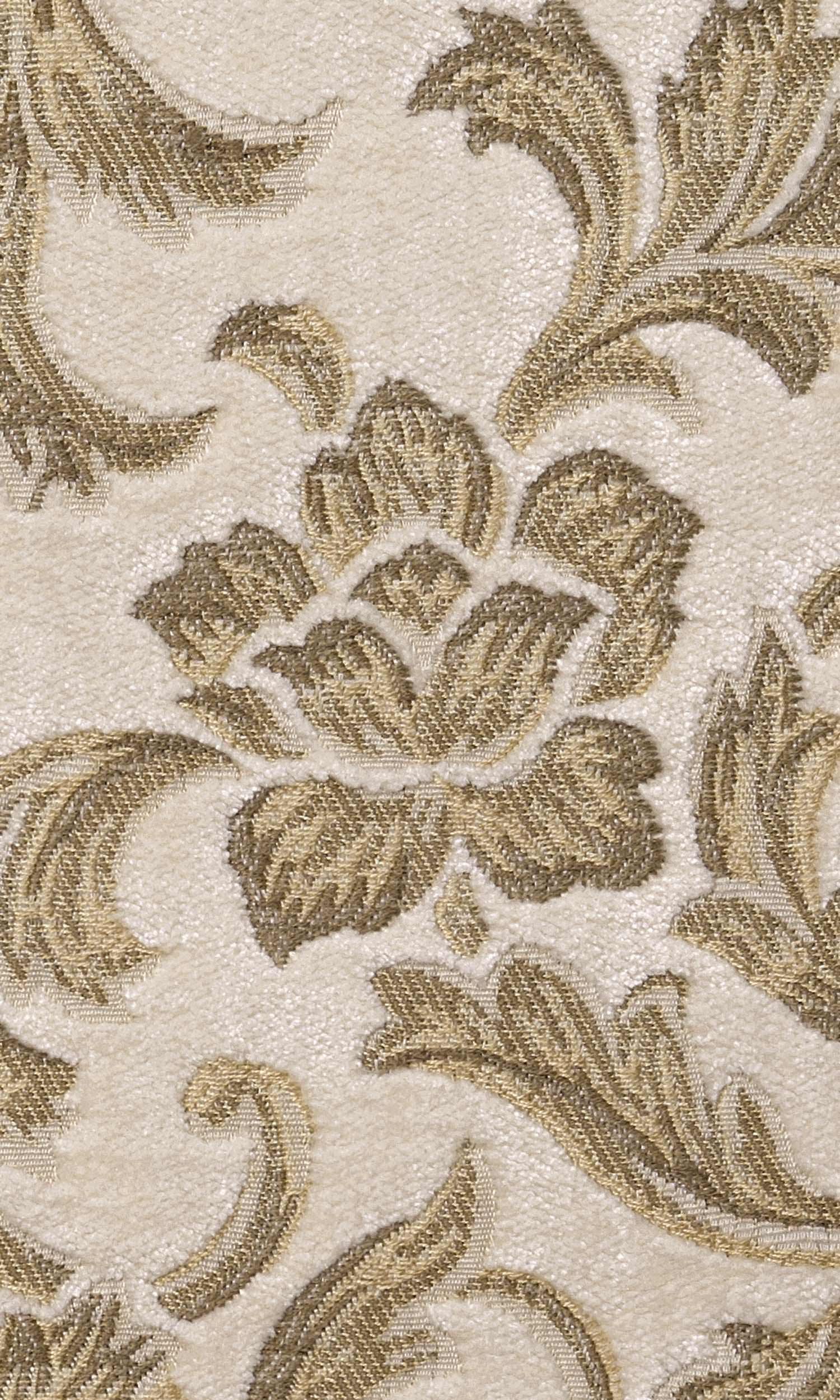 Floral Velvet Home Textile Fabric Material By the Yard (Beige/ Brown)