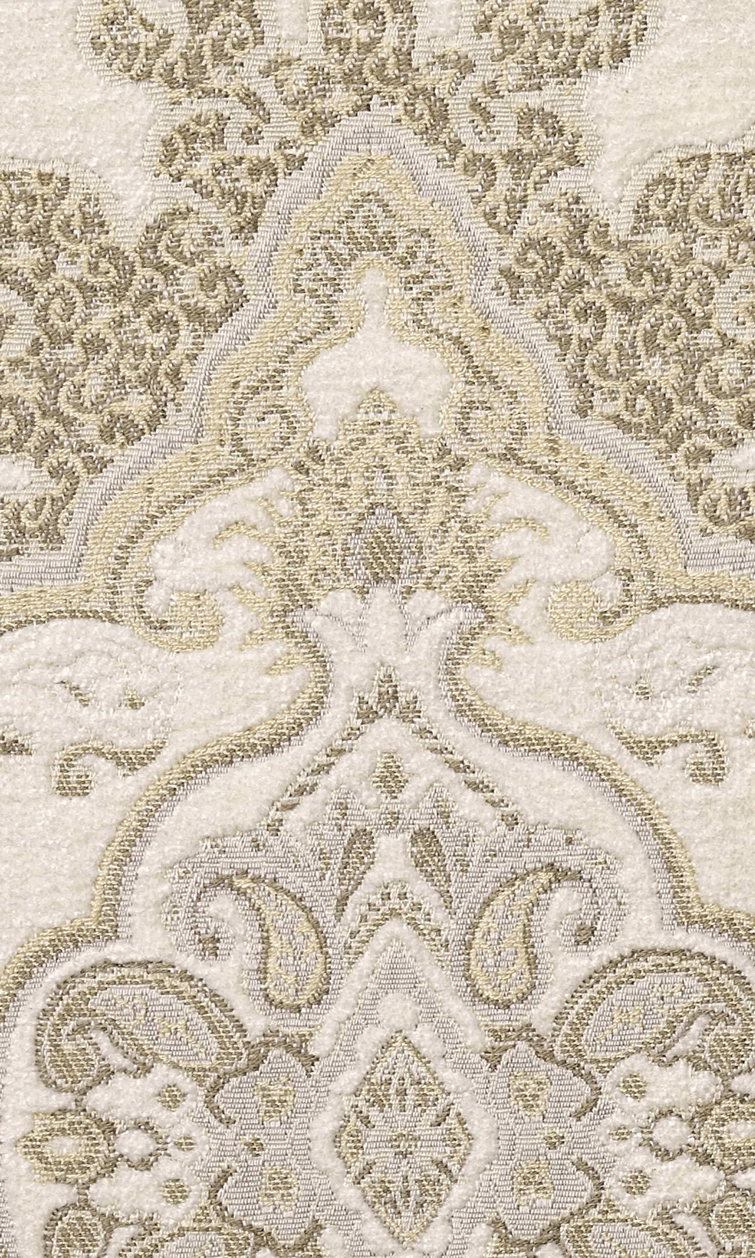 Damask Velvet Home Textile Fabric Material Sample (White/ Beige/ Brown)
