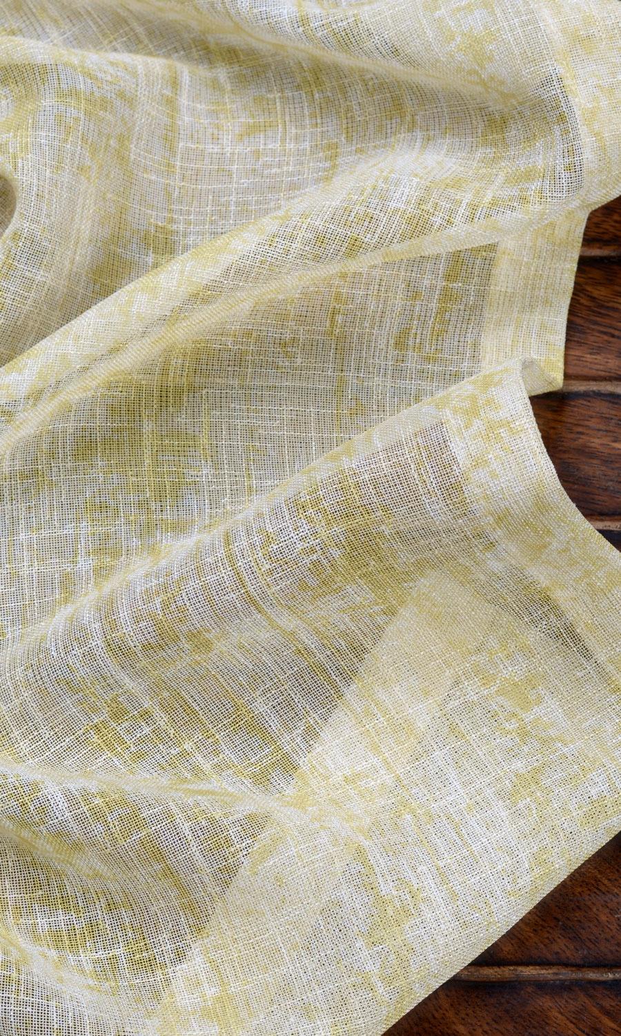 Textured Sheer Home Textile Fabric Material By the Yard (Yellow-Green)