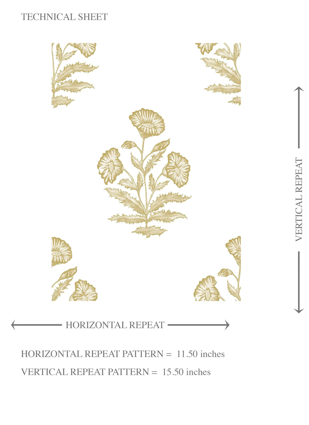 Floral Block Print Kids Room Wallpaper Sample (Yellow-Green/ White)