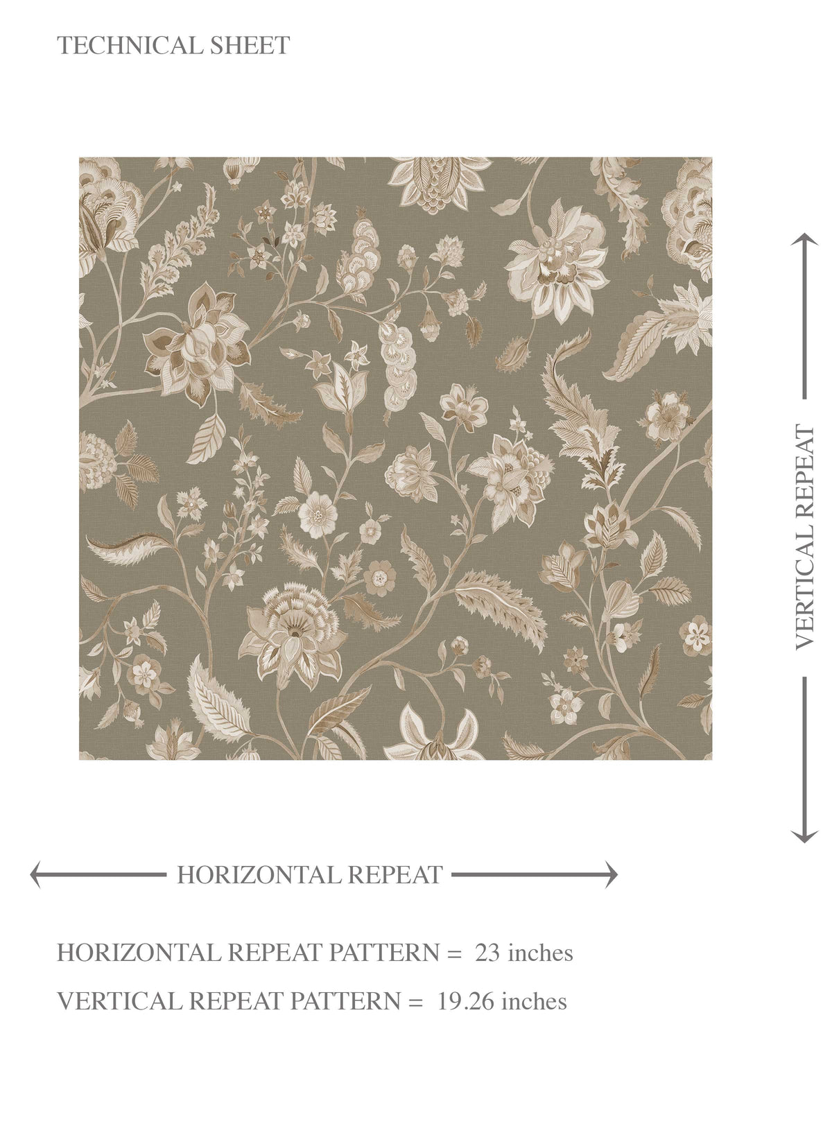 Floral/ Botanical Patterned Kids Room Wallpaper Sample (Olive Green/ Brown/ Beige)