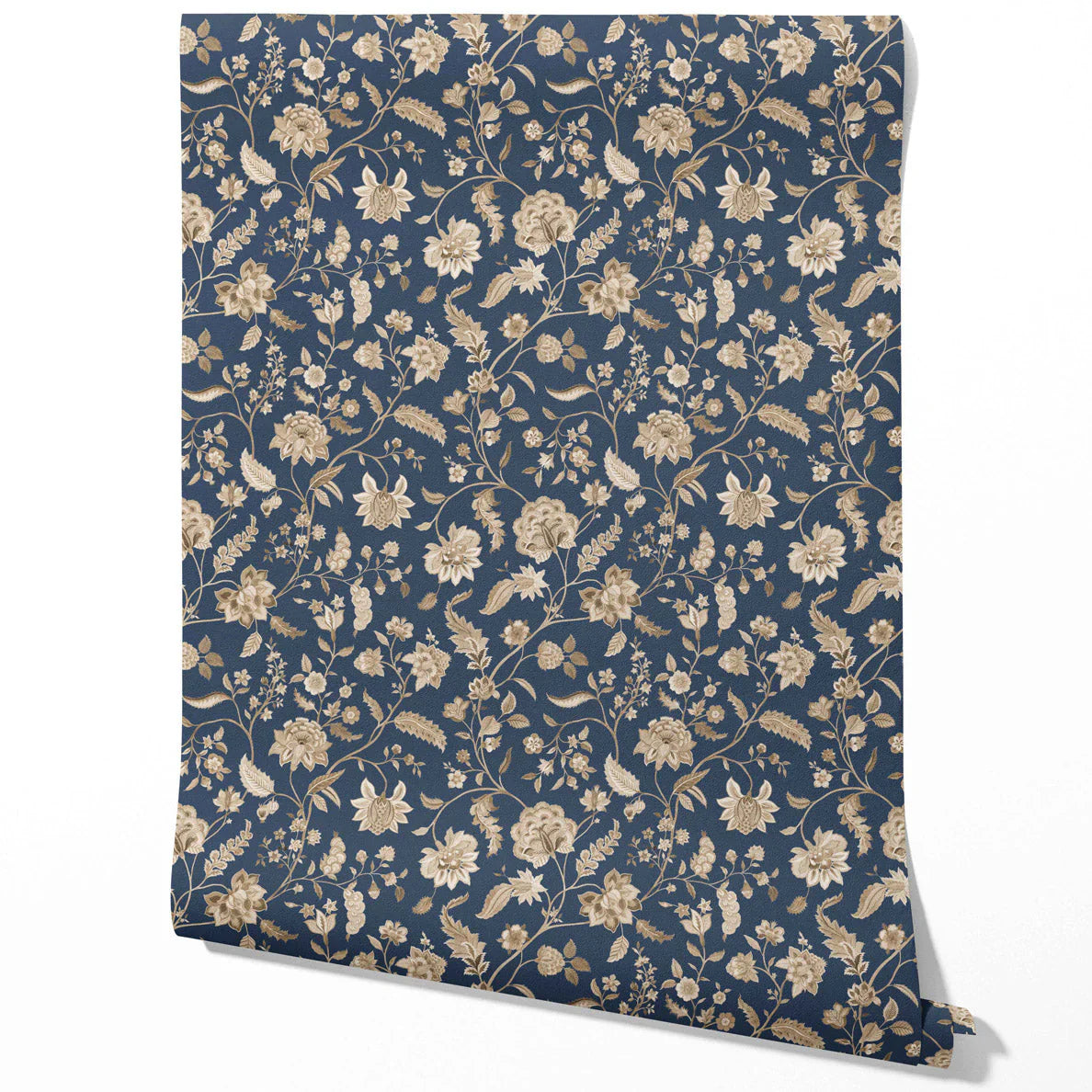 Floral/ Botanical Patterned Kids Room Wallpaper (Navy Blue/ Beige)