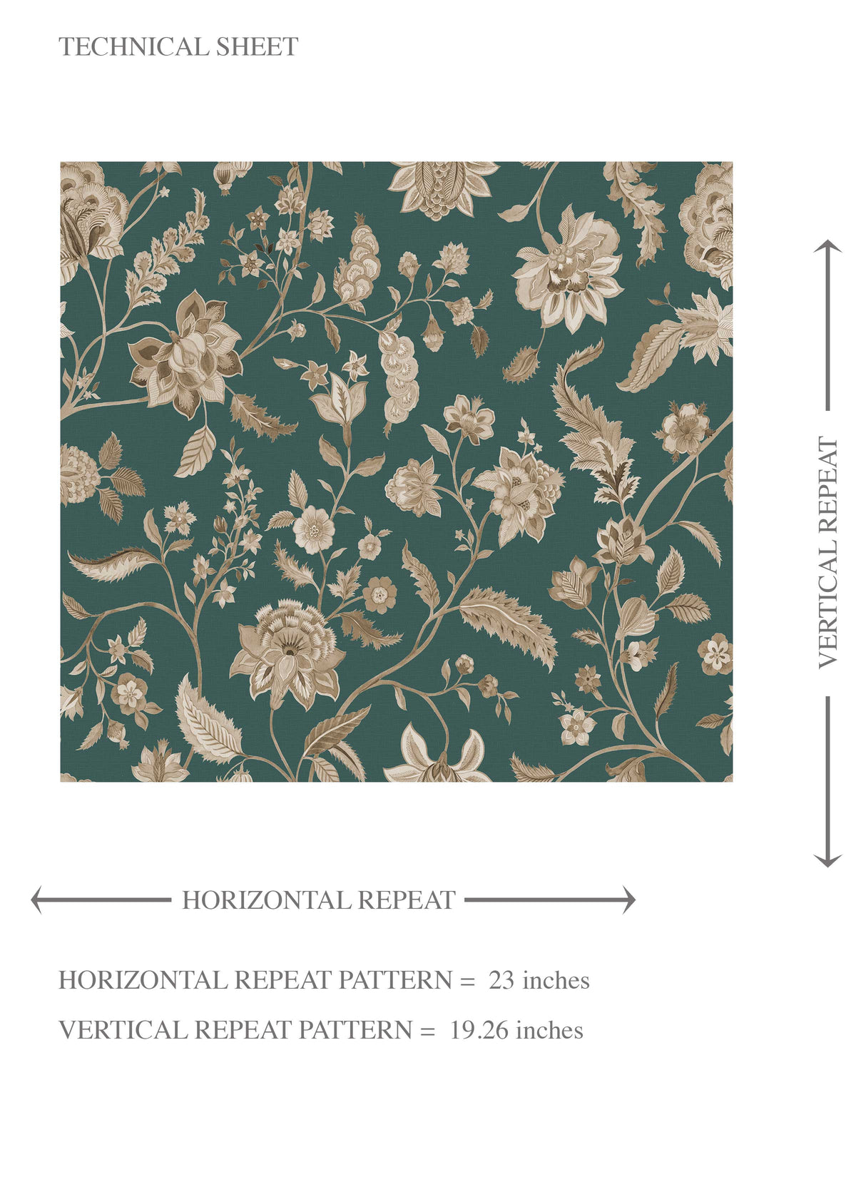 Floral/ Botanical Patterned Kids Room Wallpaper Sample (Emerald Green/ Beige)