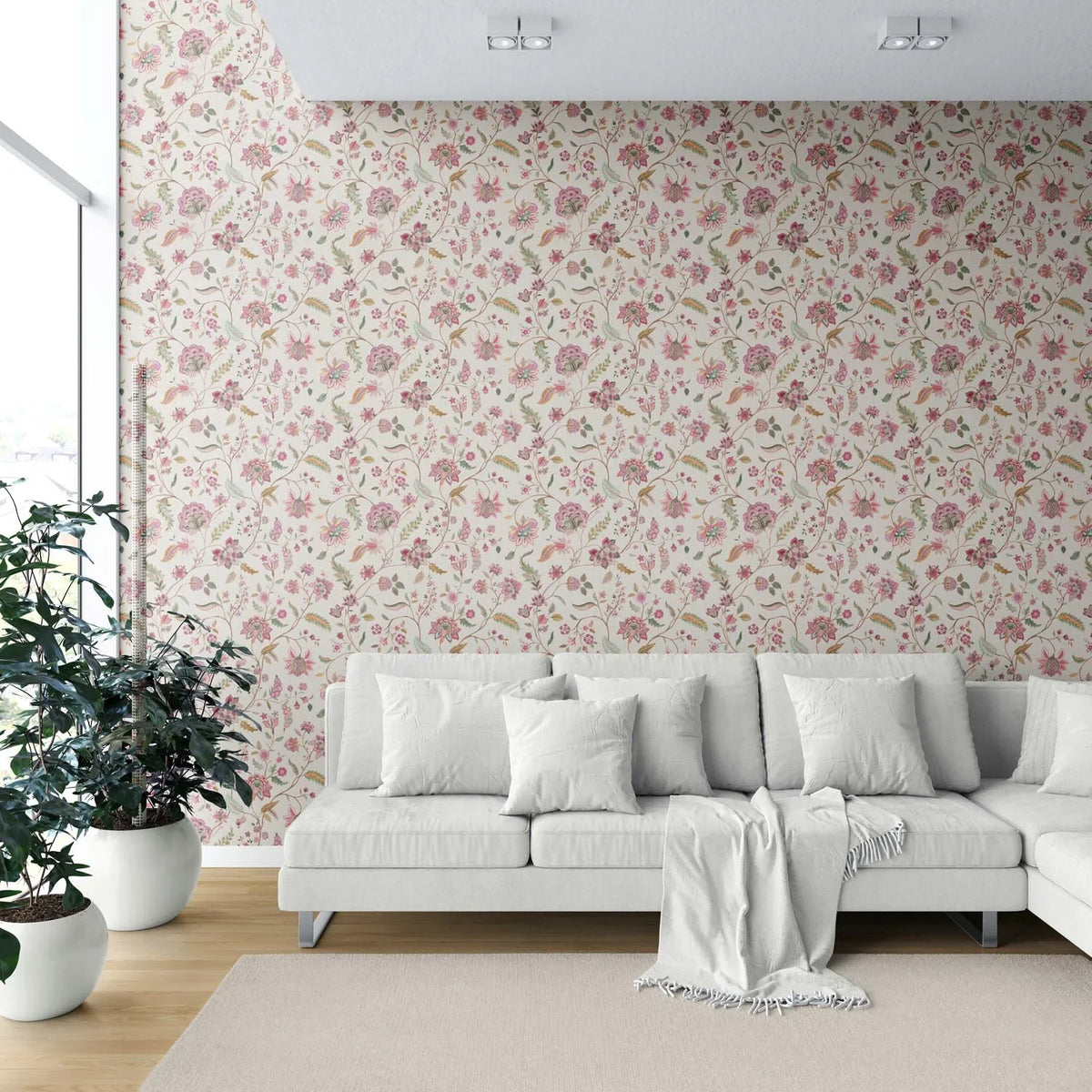 Floral/ Botanical Patterned Shower Toilet Wallpaper (Pink/ Green/ Blue/ Taupe)