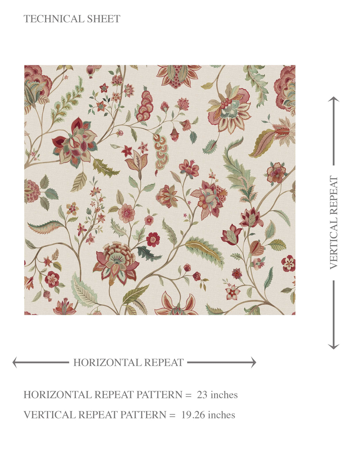 Floral/ Botanical Patterned Kids Room Wallpaper (Red/ Green/ Soft Taupe)