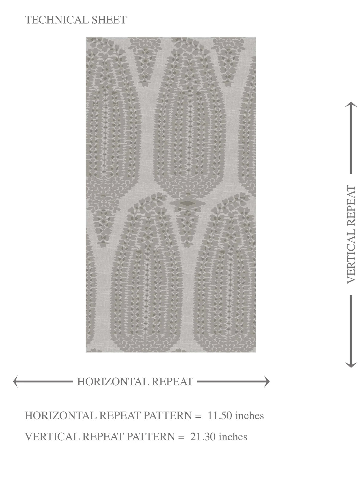 Neutral Paisley Floral Kids Room Wallpaper (Dove Gray/ Pale Silver)
