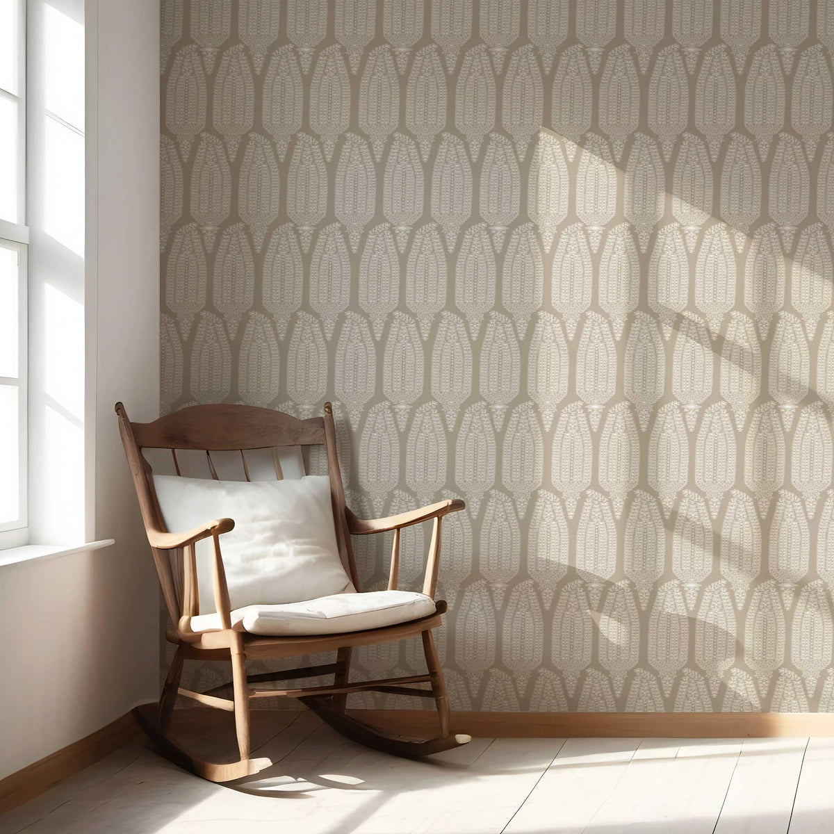 Neutral Paisley Floral Nursery Wallpaper (Beige/ Taupe/ Warm Gray)