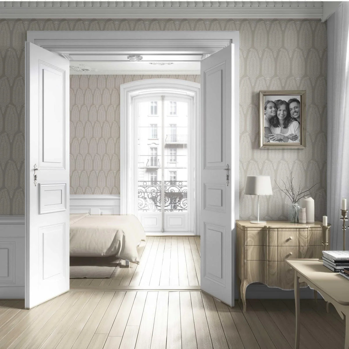 Neutral Paisley Floral Living Room Wallpaper (Light Beige/ Cream/ Taupe)