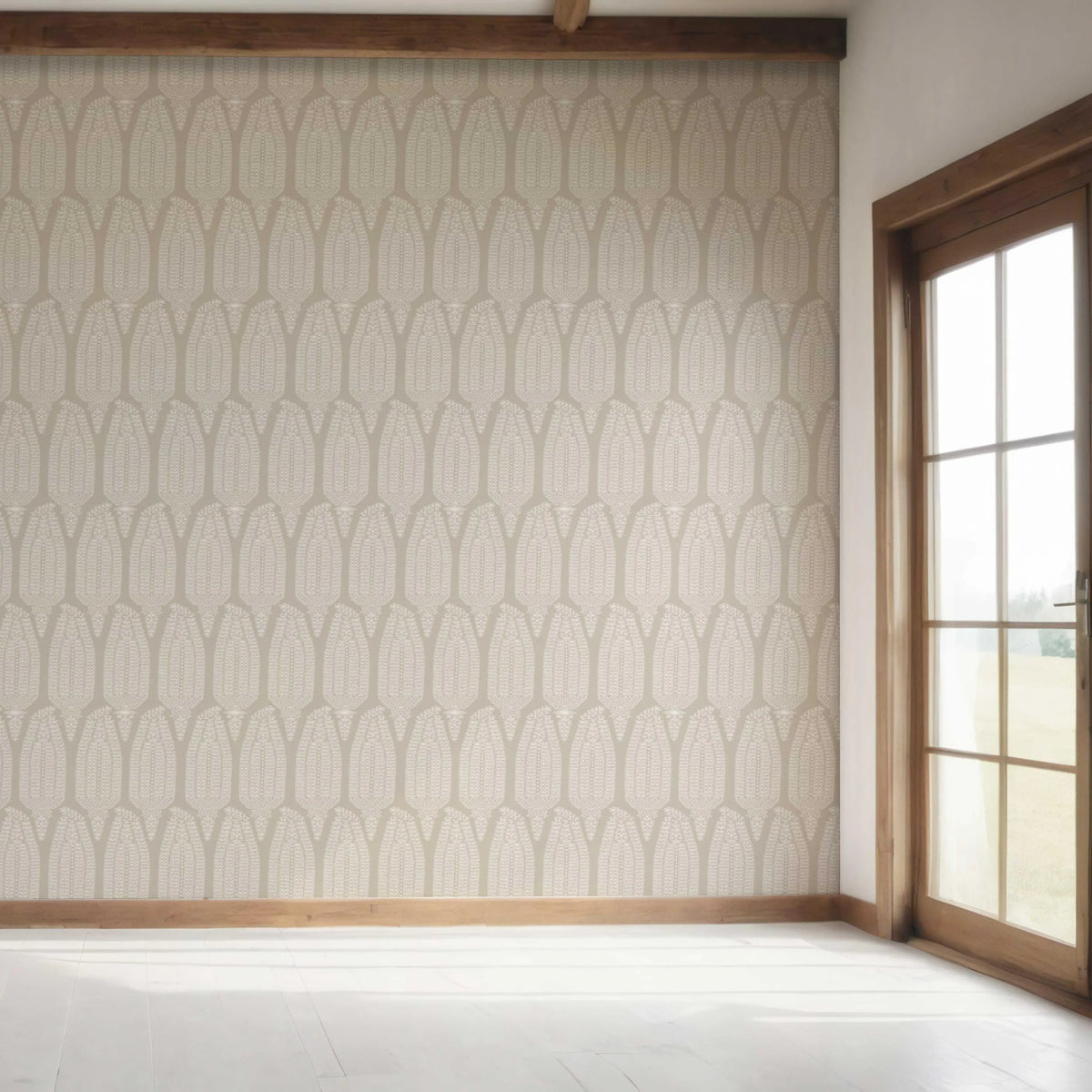 Neutral Paisley Floral Bedroom Wallpaper Sample (Light Beige/ Cream/ Taupe)