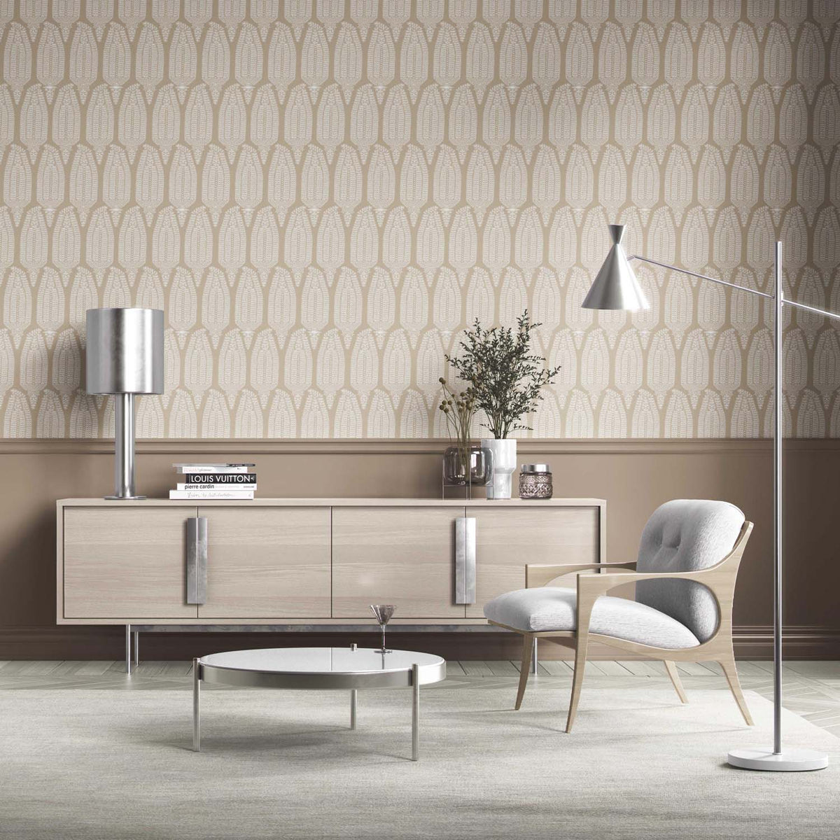 Neutral Paisley Floral Traditional Wallpaper (Light Brown/ Beige)