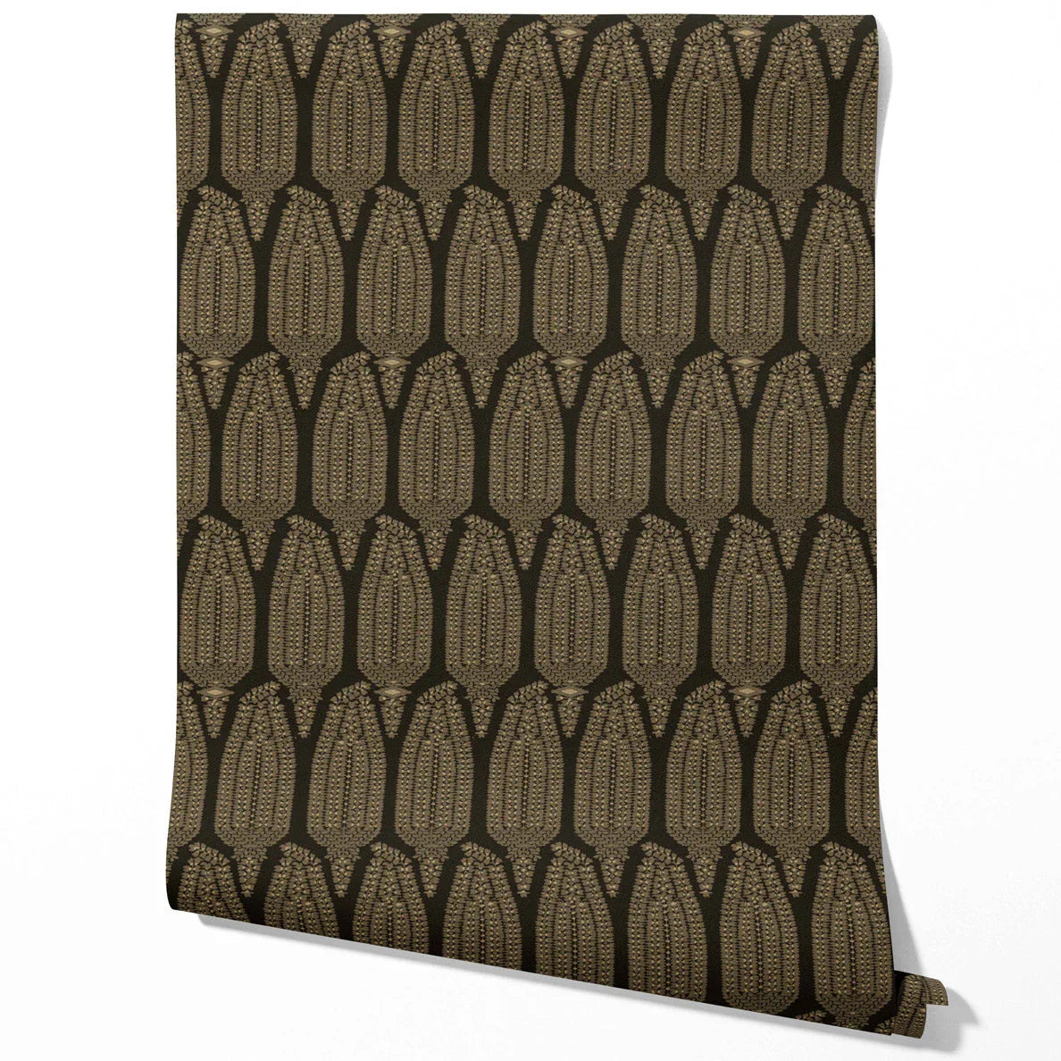 Paisley Floral Kitchen Wallpaper Sample (Brown/ Olive Green/ Gold)