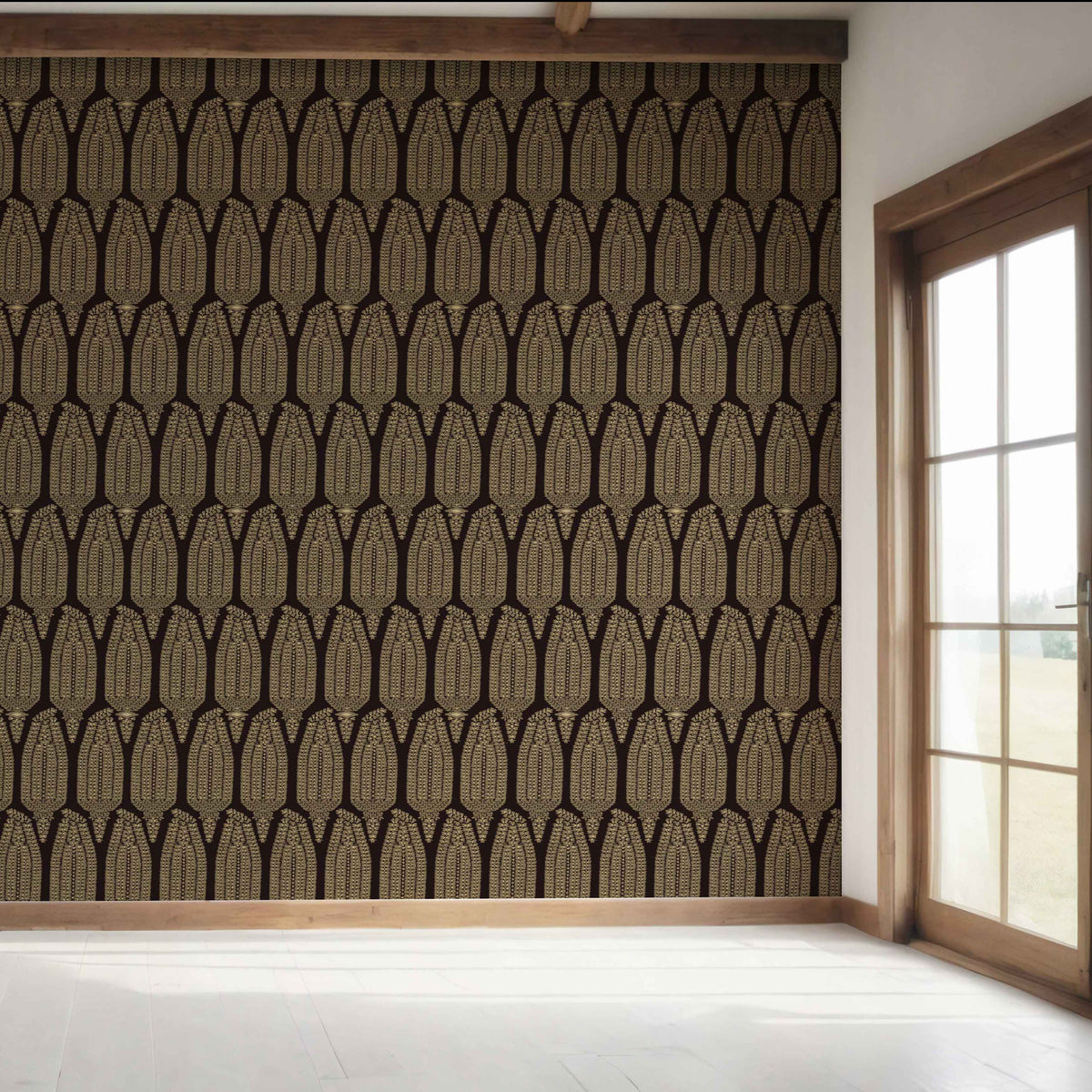 Paisley Floral Bedroom Wallpaper (Coffee Brown/ Gold)