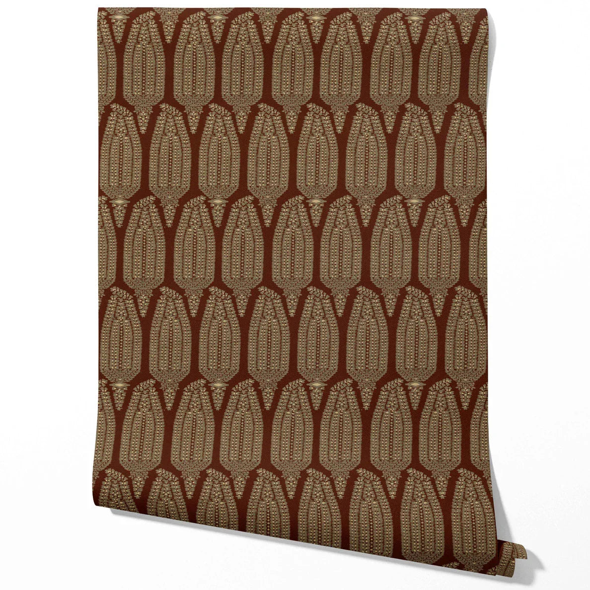 Paisley Floral Kitchen Wallpaper (Garnet Brown/ Gold)