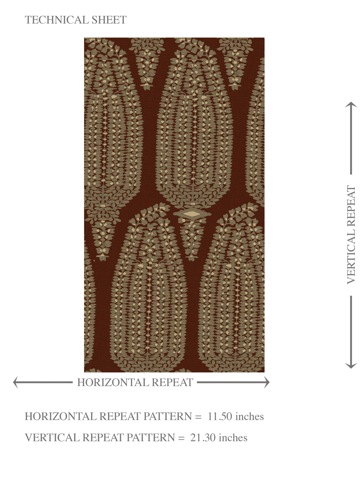 Paisley Floral Kids Room Wallpaper (Garnet Brown/ Gold)