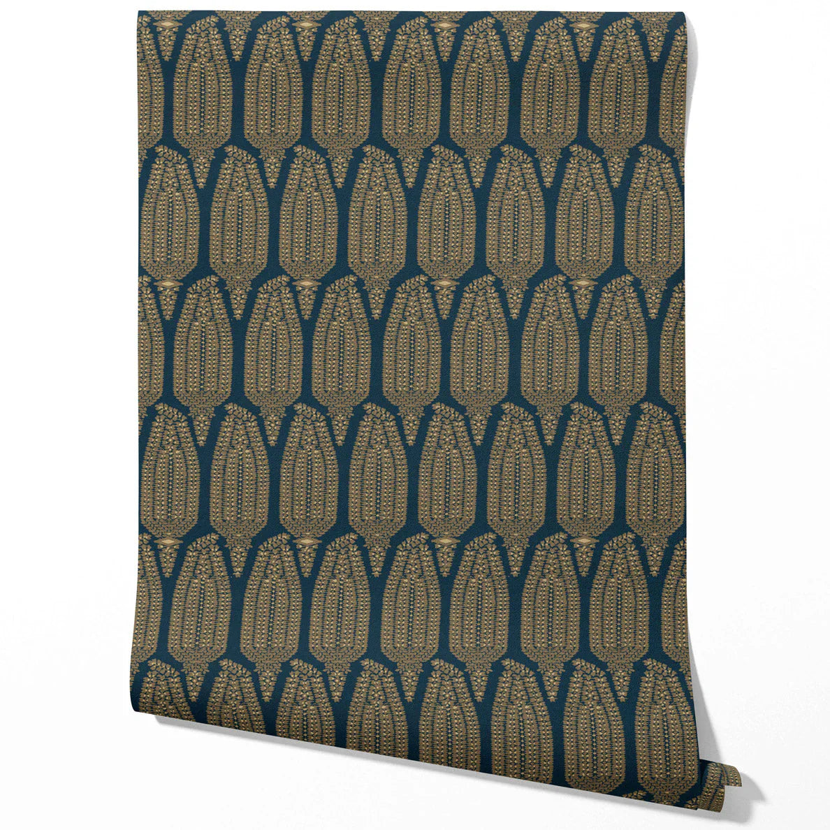 Paisley Floral Kitchen Wallpaper Sample (Teal Blue/ Gold)