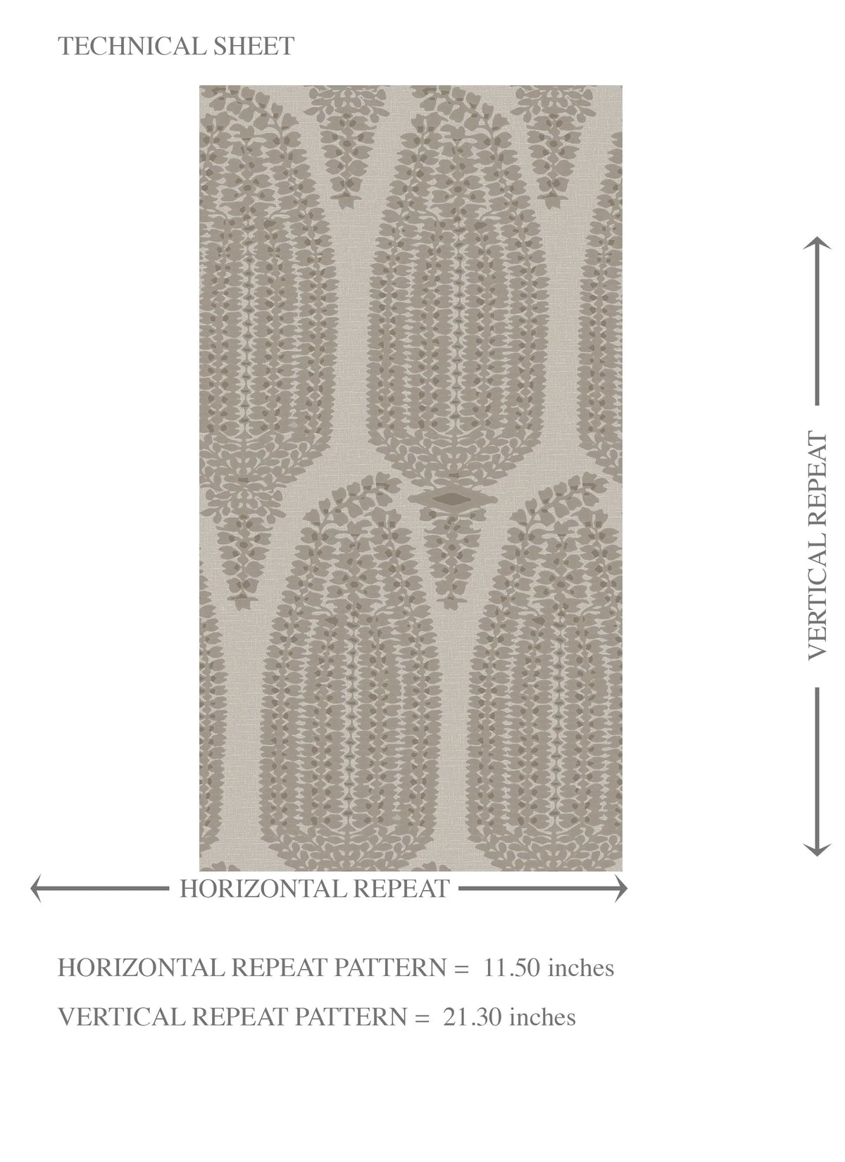 Neutral Paisley Floral Kids Room Wallpaper Sample (Greige/ Taupe/ Warm Gray)