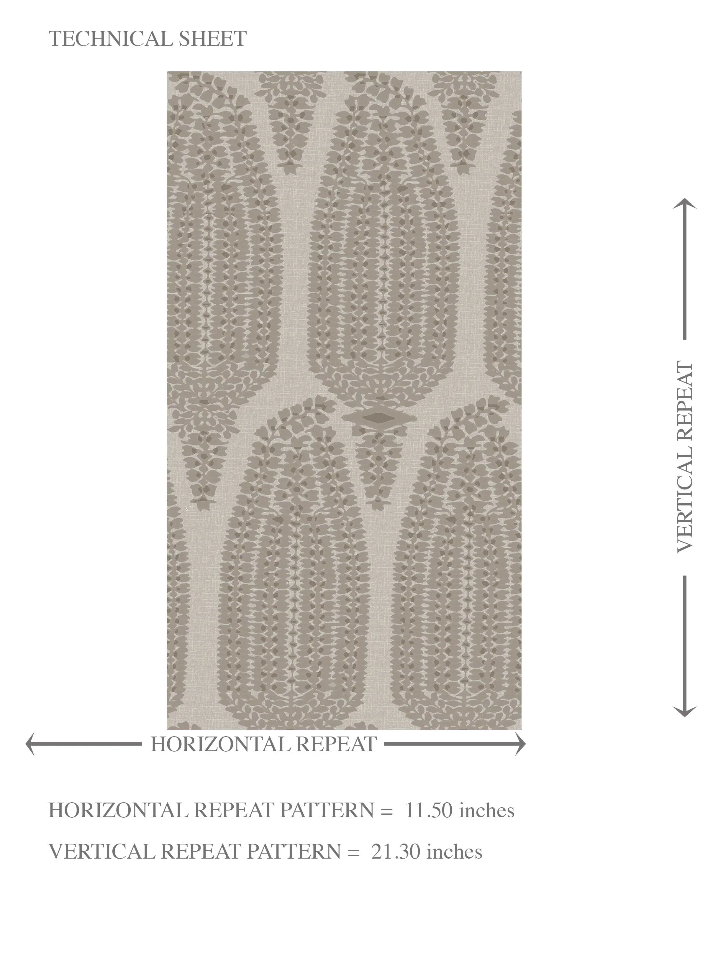 Neutral Paisley Floral Kids Room Wallpaper Sample (Greige/ Taupe/ Warm Gray)