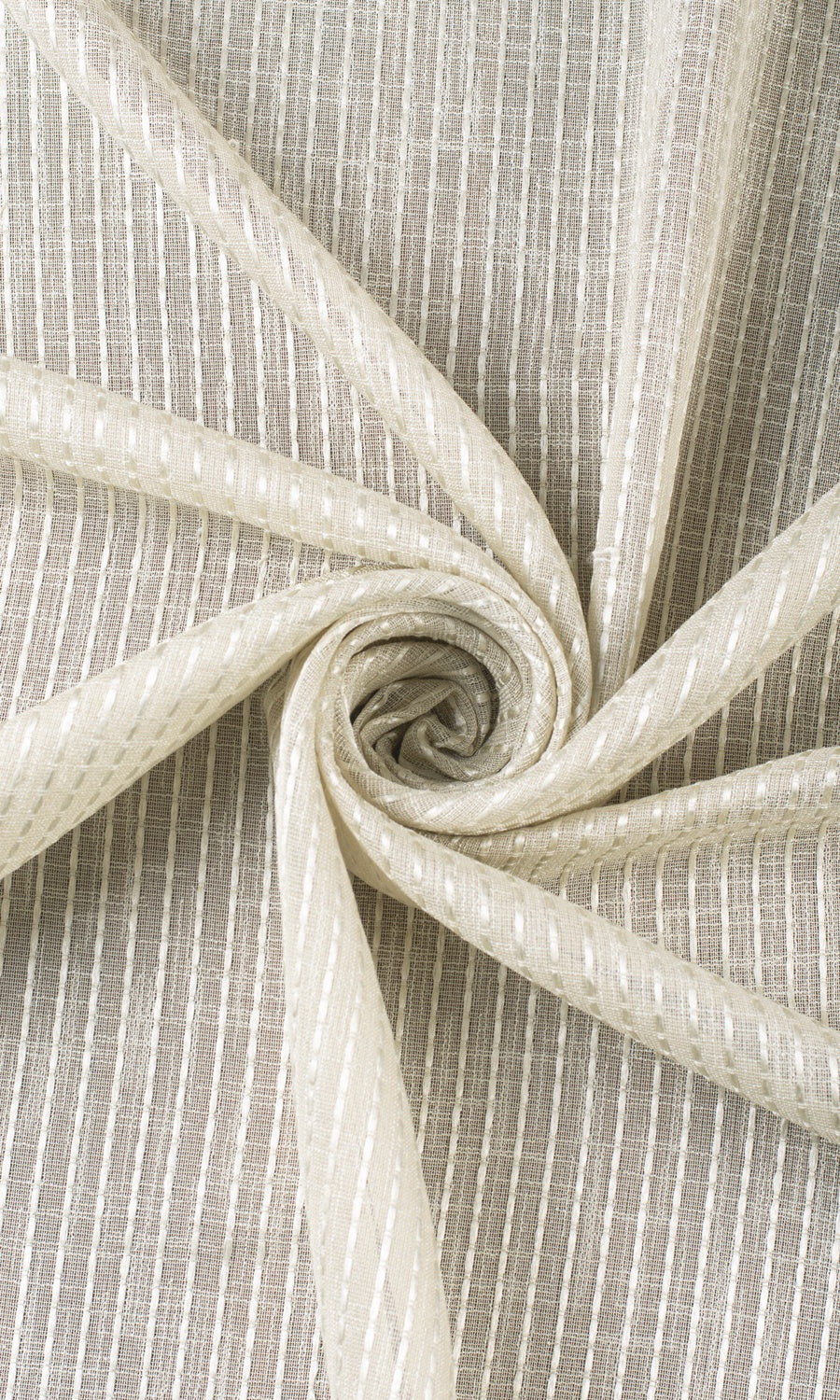 Striped Embroidery Sheer Home Textile Fabric Material By the Yard (Pale Beige)