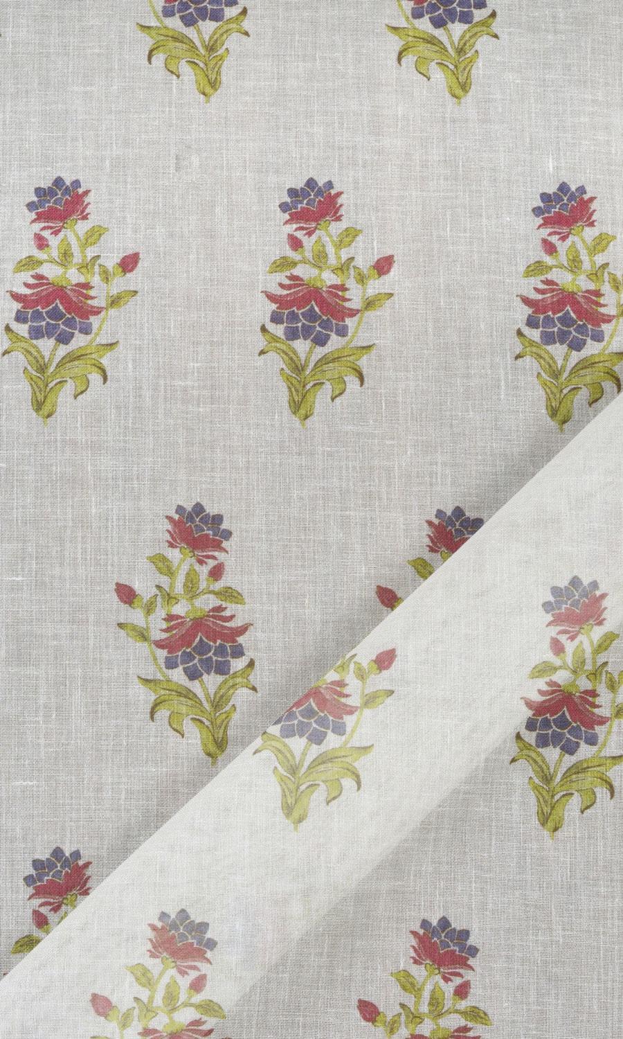 Sheer Floral Window Treatments Fabric By the Yard (Cream/ Pink)