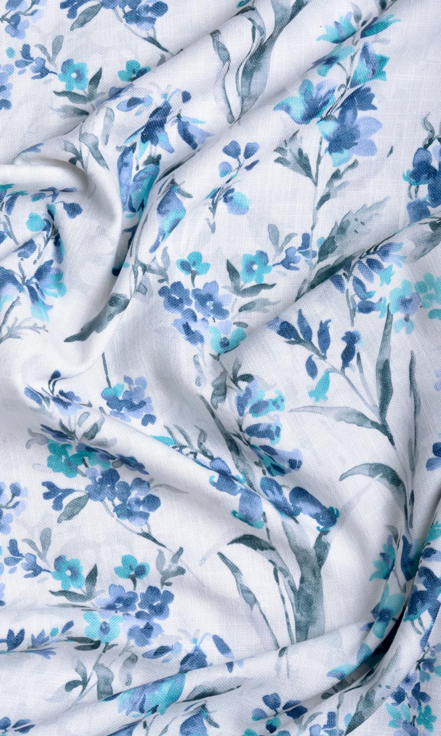 Floral Print Fabric By the Yard for Curtains & Drapes (Blue/ Grey)