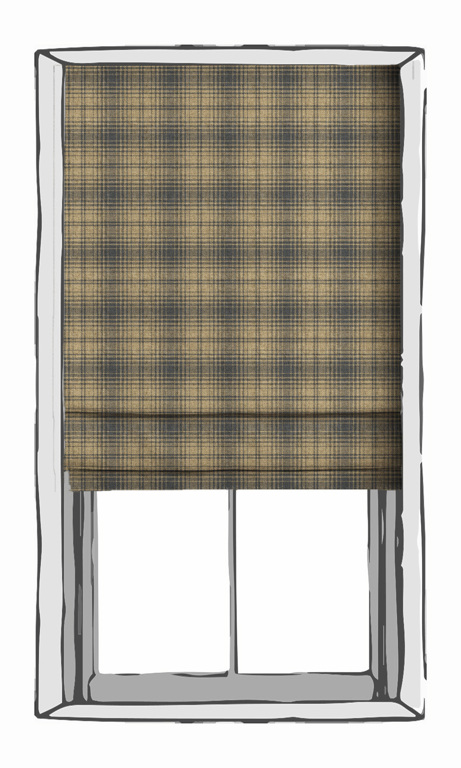 Plaid Window Treatments Fabric By the Yard (Yellow & Navy Blue/Grey)