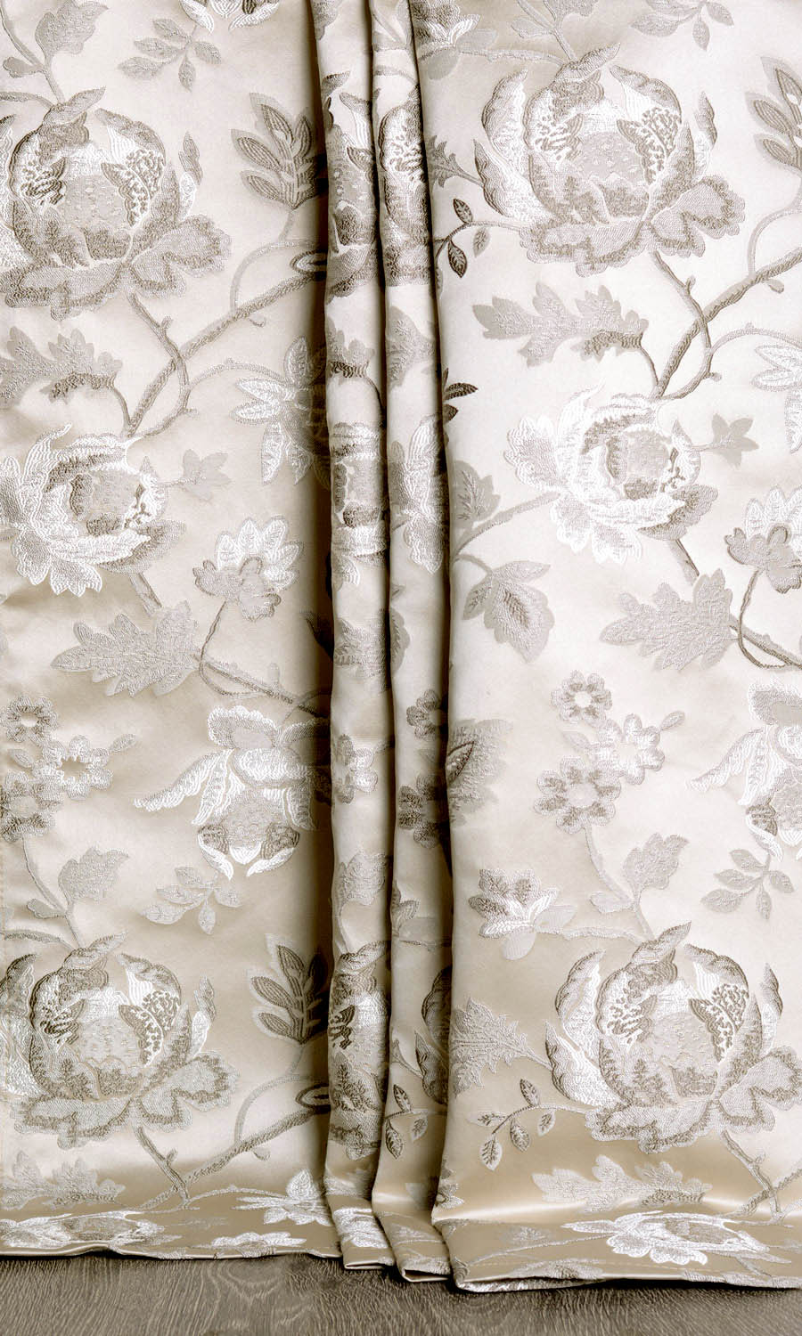 Floral Home Textile Fabric Material Sample (Beige/ Brown/ Ivory)