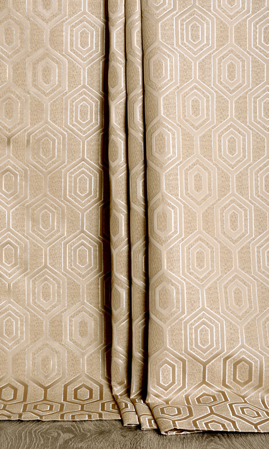 Jacquard Honeycomb Patterned Free Fabric Material Sample (Beige)
