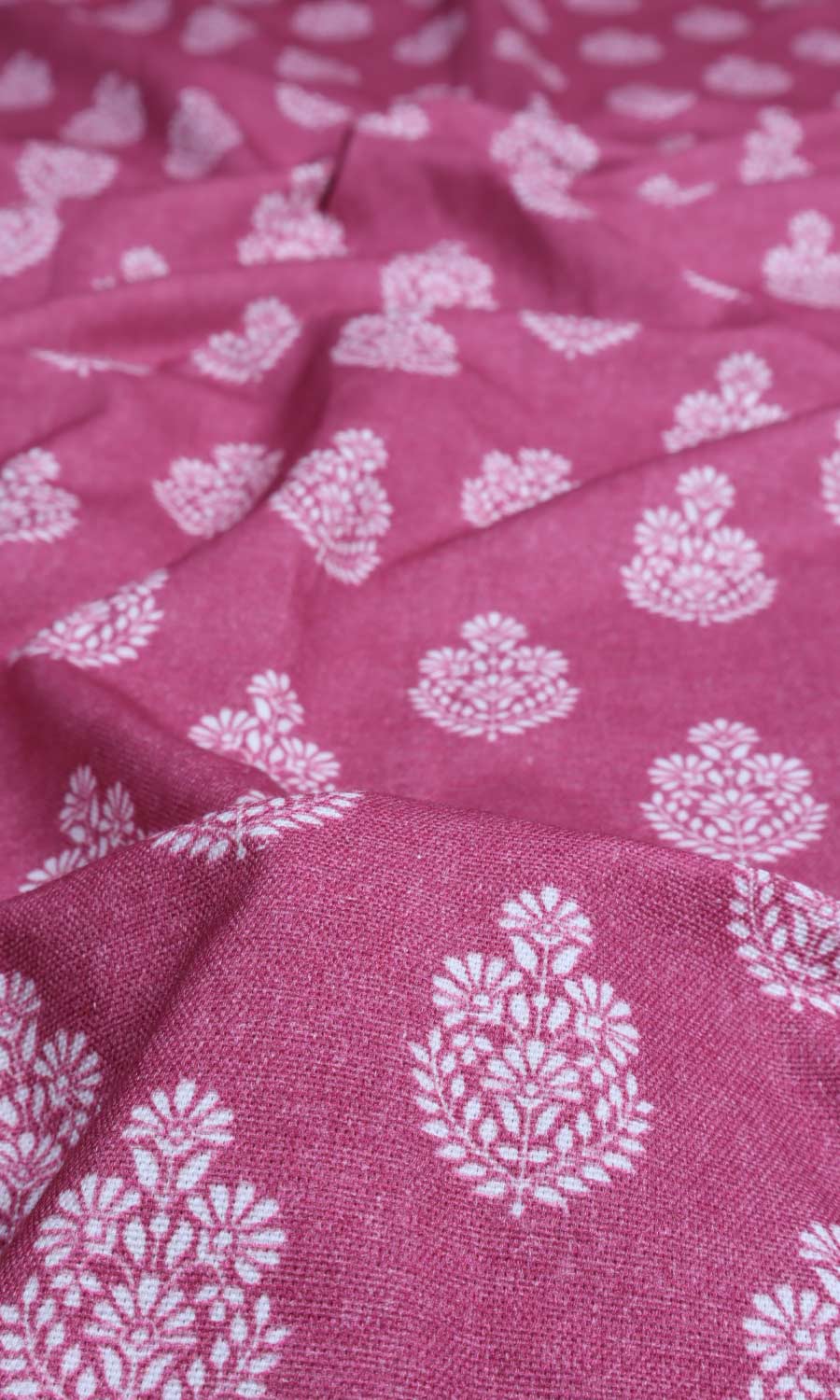 Floral Cotton Fabric Material By the Yard (Magenta Pink)