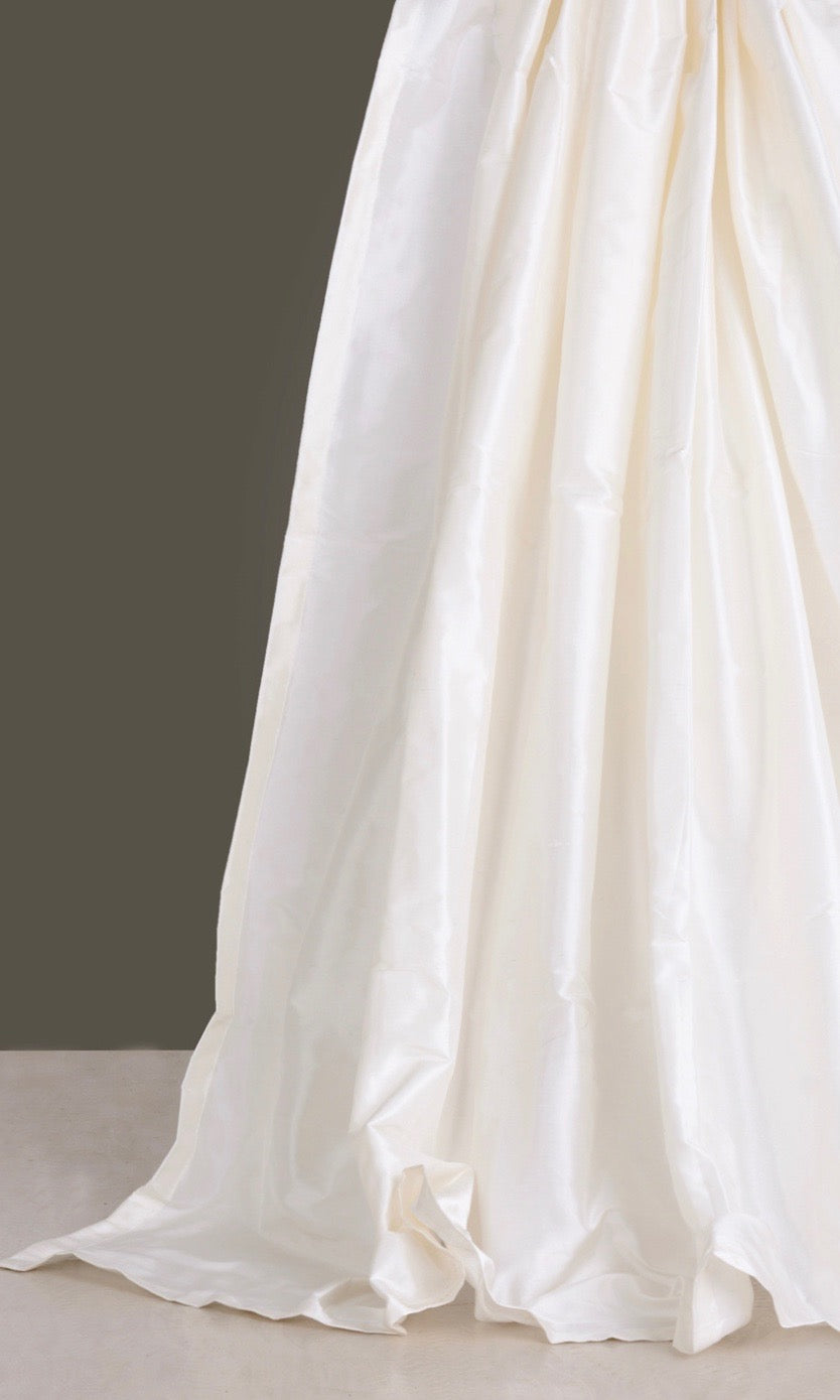 Shantung Silk Window Treatments Fabric By the Yard (White/ Ivory)