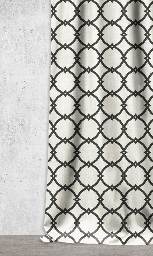 Print Home Décor Fabric By the Metre (Black/ Ivory)
