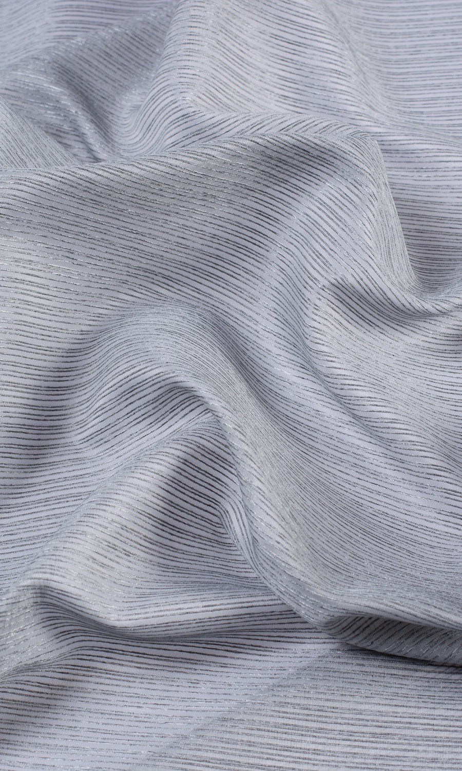 Striped Sheer Fabric By the Yard for Curtains & Drapes (Silver Grey)